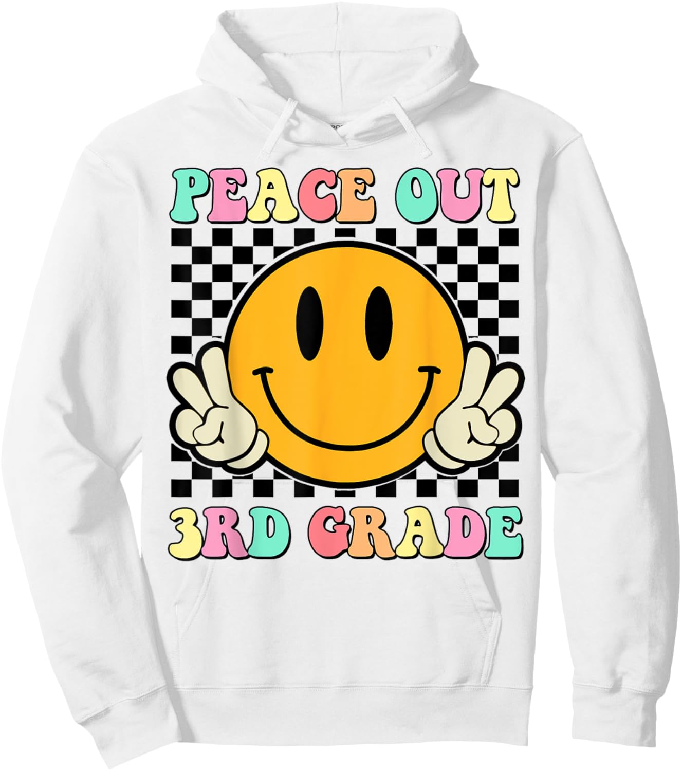 Peace Out 3rd Grade Teacher Retro Smile Last Day Of School Hoodie - Hoodie | White