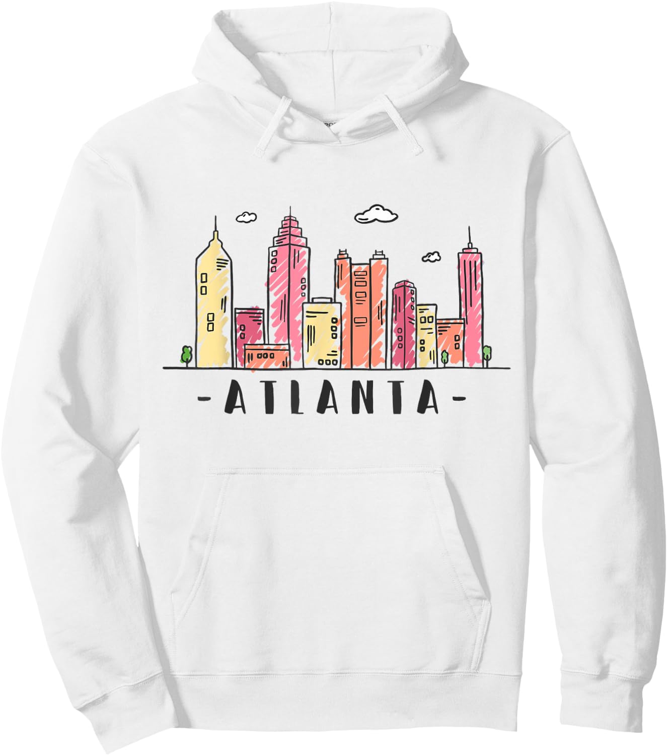 Atlanta Skyline Georgia Colourful City Souvenir Gift Hoodie - Hoodie | White