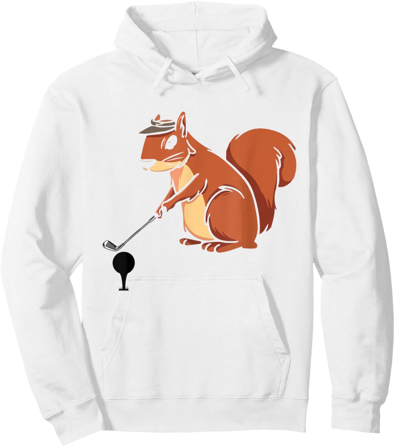 Funny Golfer Squirrel With A Golf Club - Golfing Squirrel Hoodie - Hoodie | White