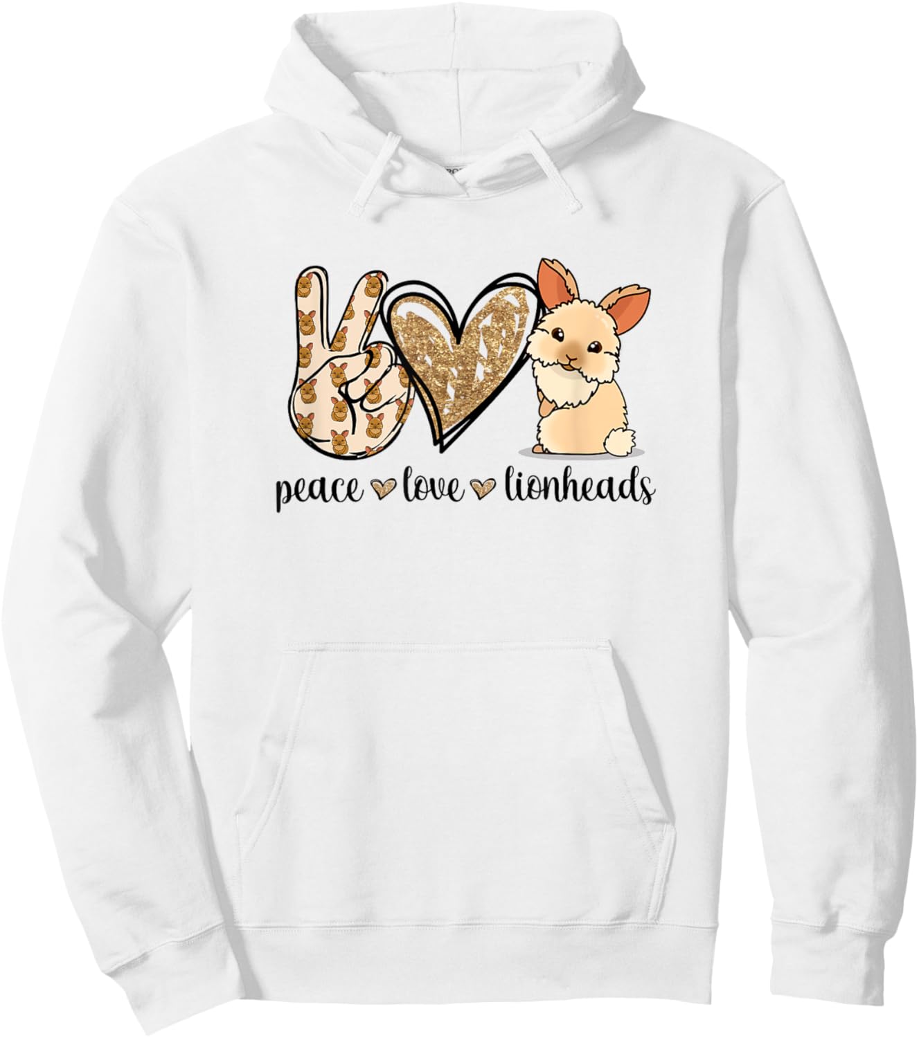 Cute Kawaii Peace Love Lionhead Rabbit Lover Hoodie - Hoodie | White