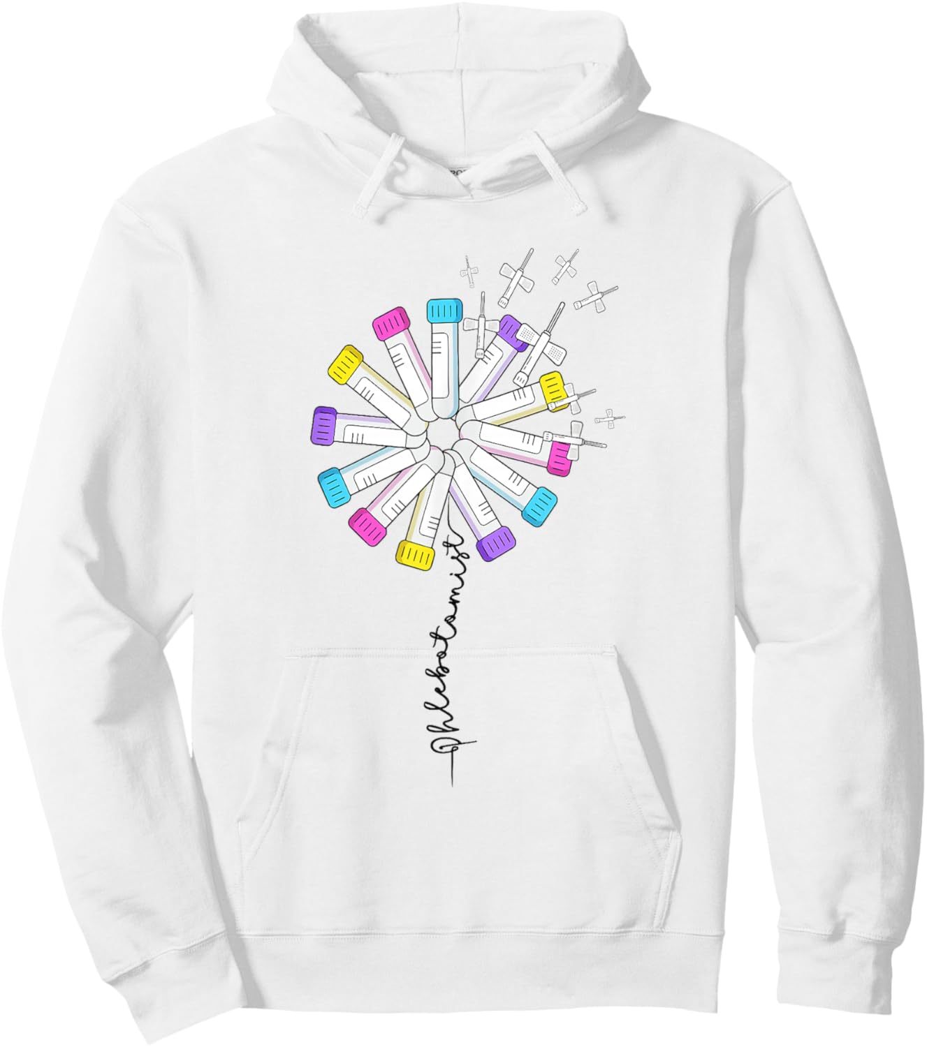 Phlebotomist Nurse Dandelion Butterflies Needle Rainbow Hoodie - Hoodie | White