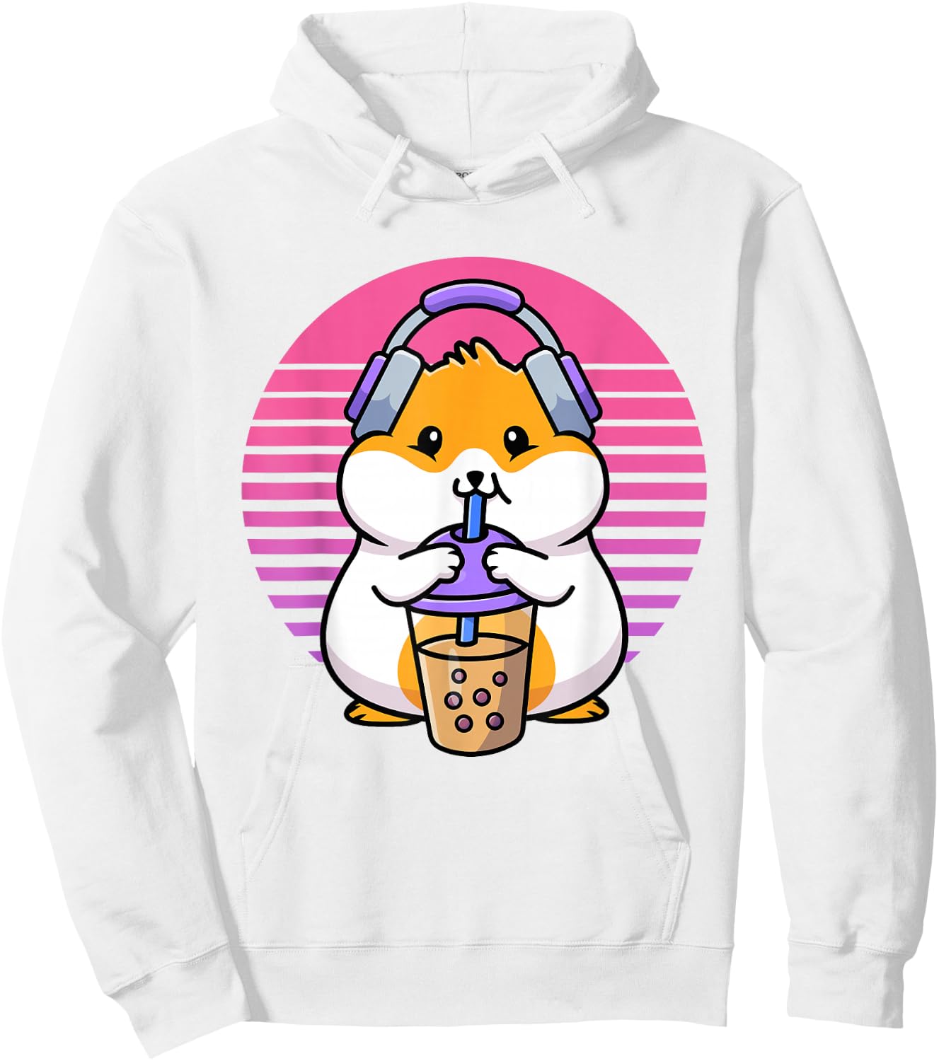 Retro Boba And KPop Shirt Kawaii Hamster K-Pop Merchandise Hoodie - Hoodie | White
