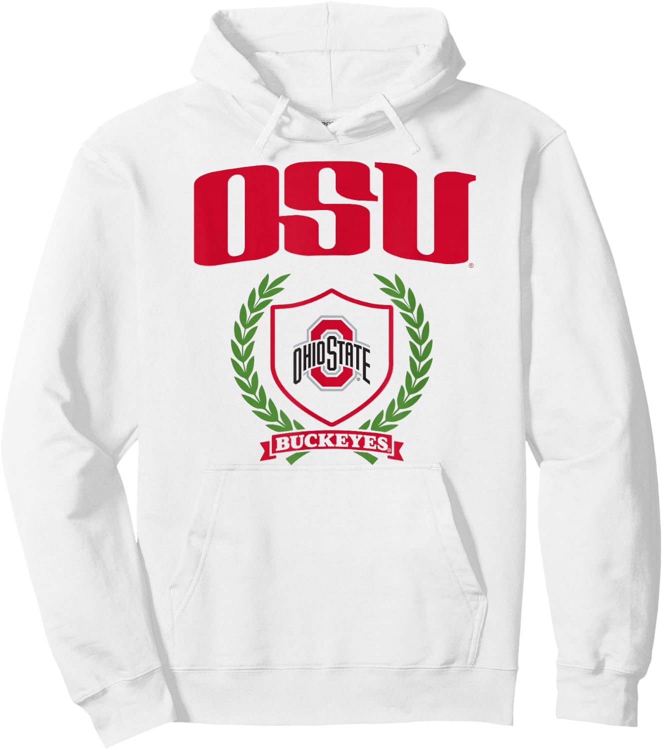 Ohio State Buckeyes Laurel Banner White Officially Licensed Hoodie - Hoodie | White
