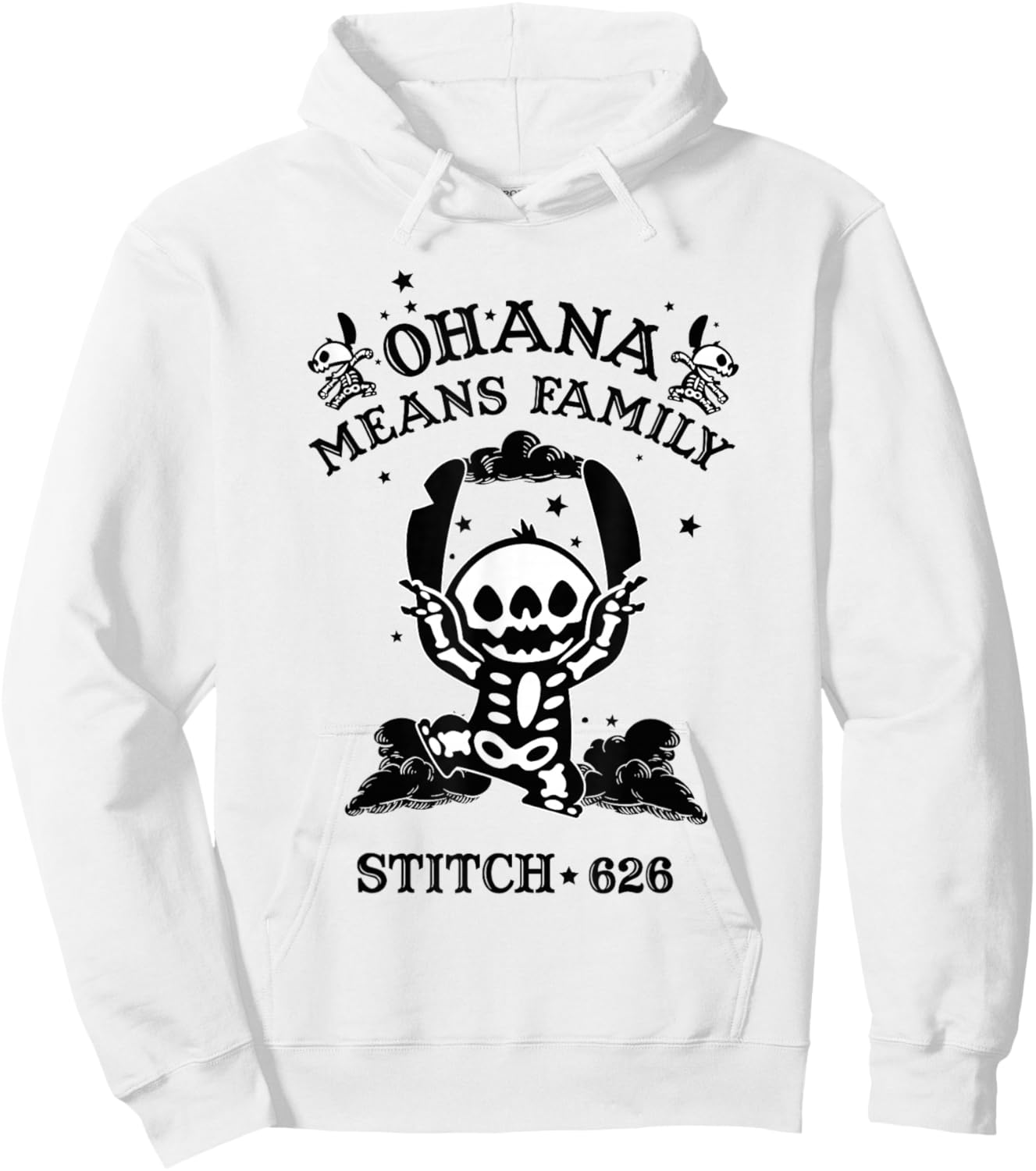 Disney Lilo & Stitch Halloween Ohana Means Family Skeleton Hoodie - Hoodie | White