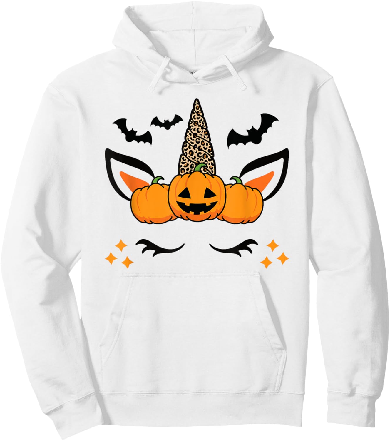 Cute Halloween Unicorn Costume Leopard Pumpkins Hoodie - Hoodie | White