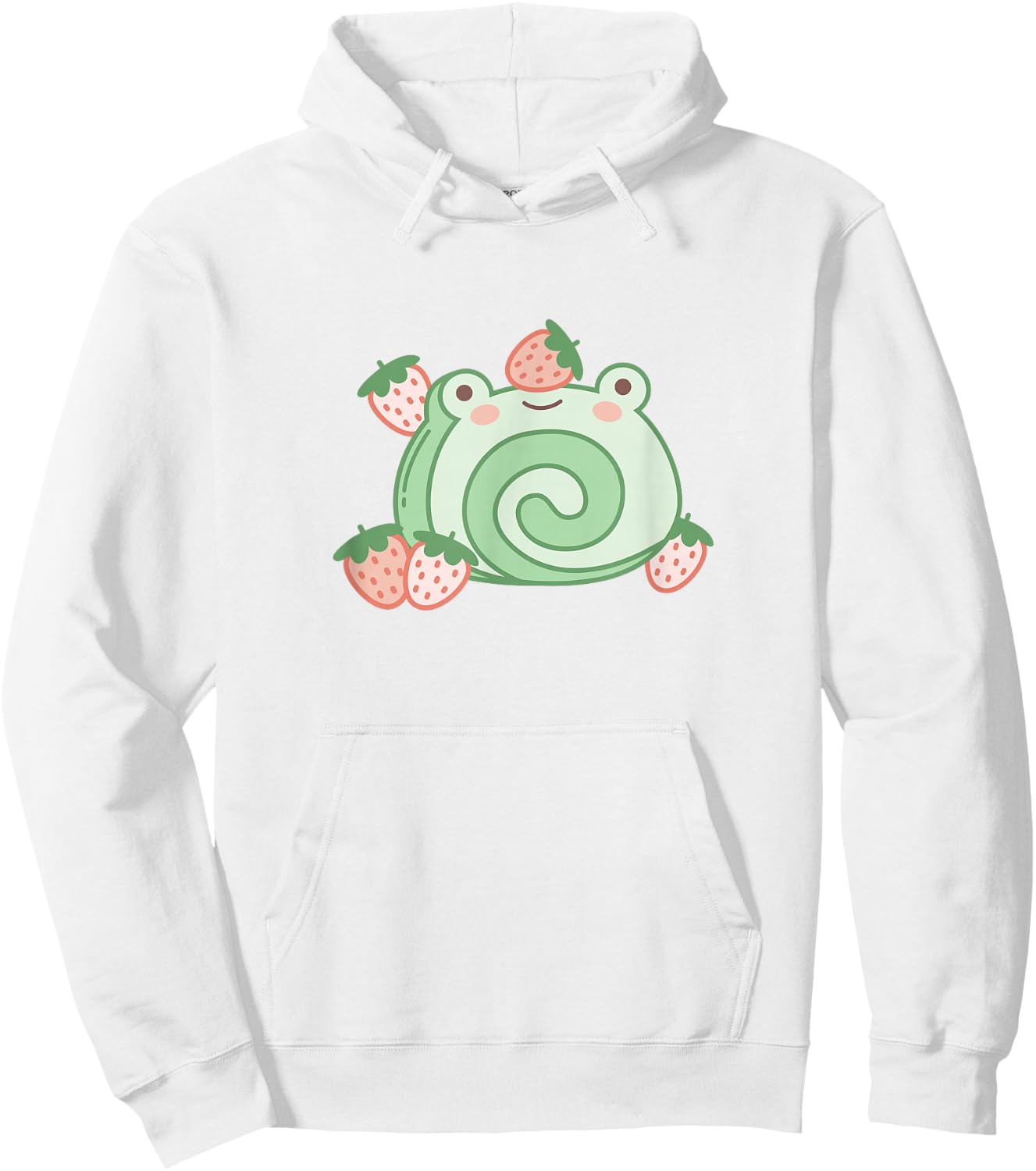 Cute Frog Strawberry Cake Kawaii Aesthetic Pink Hoodie - Hoodie | White