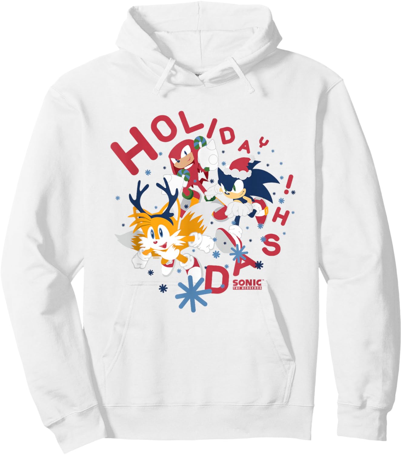 Sonic The Hedgehog Christmas Holiday Dash Vintage Shot Hoodie - Hoodie | White