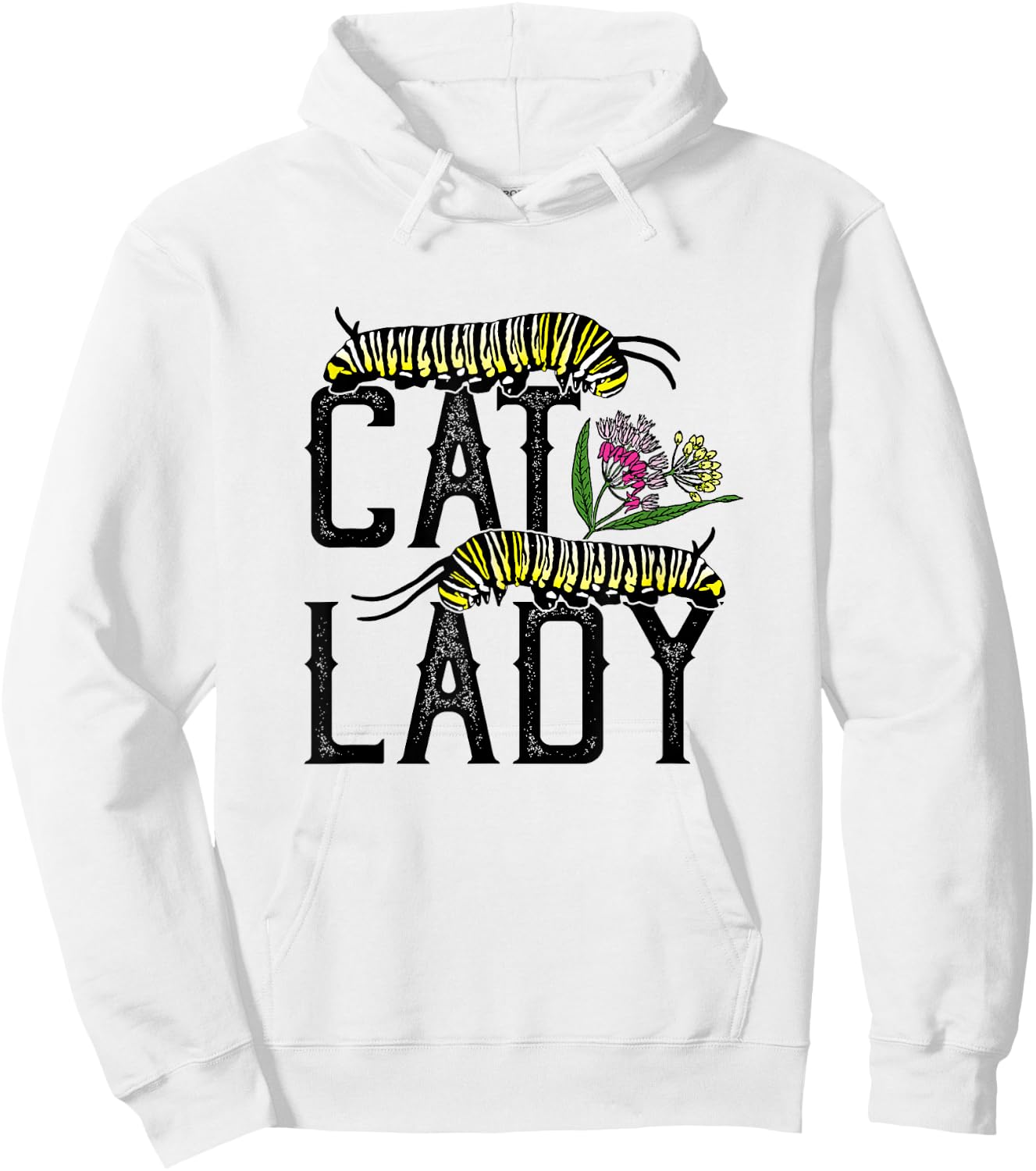 Cat Lady - Funny Monarch Butterfly Caterpillar Hoodie - Hoodie | White