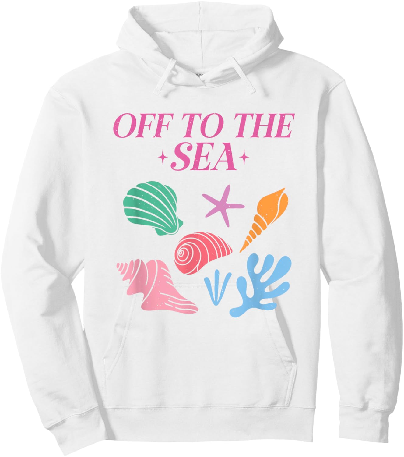 Off To The Sea Summer Cute Beach Colorful Seashells Starfish Women Girls Kids Hoodie - Hoodie | White