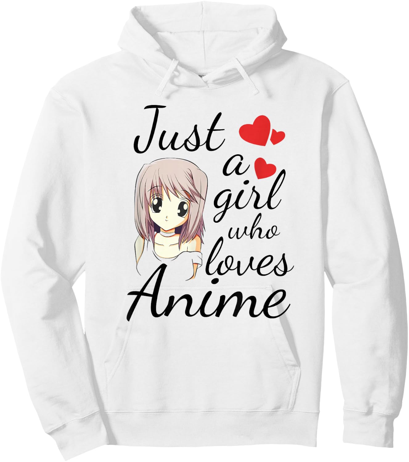 Cute Anime Girl Quote Japanese Kawaii Cartoon Graphic Hoodie - Hoodie | White