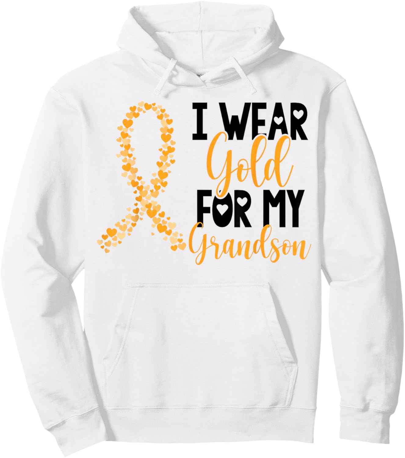 I Wear Gold For My Grandson Childhood Cancer Awareness Hoodie - Hoodie | White