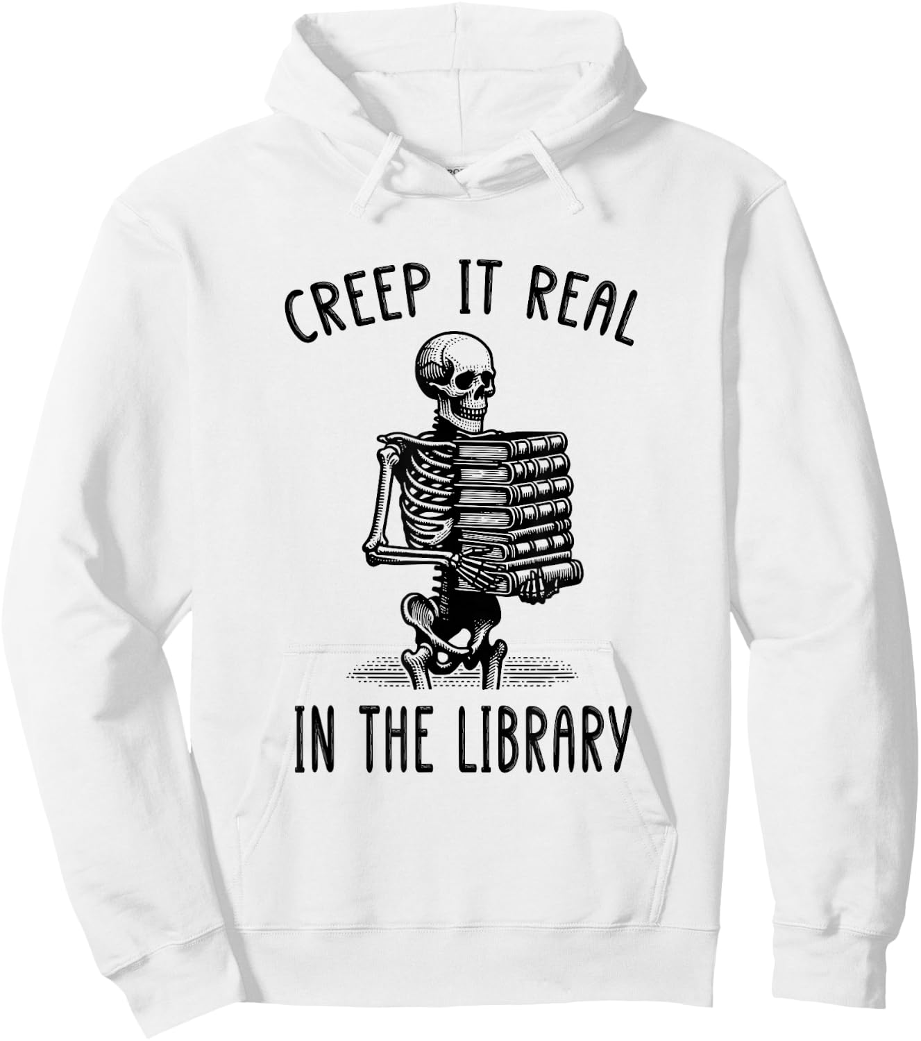 Funny Halloween Skeleton Pun Book Lover Library Joke Hoodie - Hoodie | White