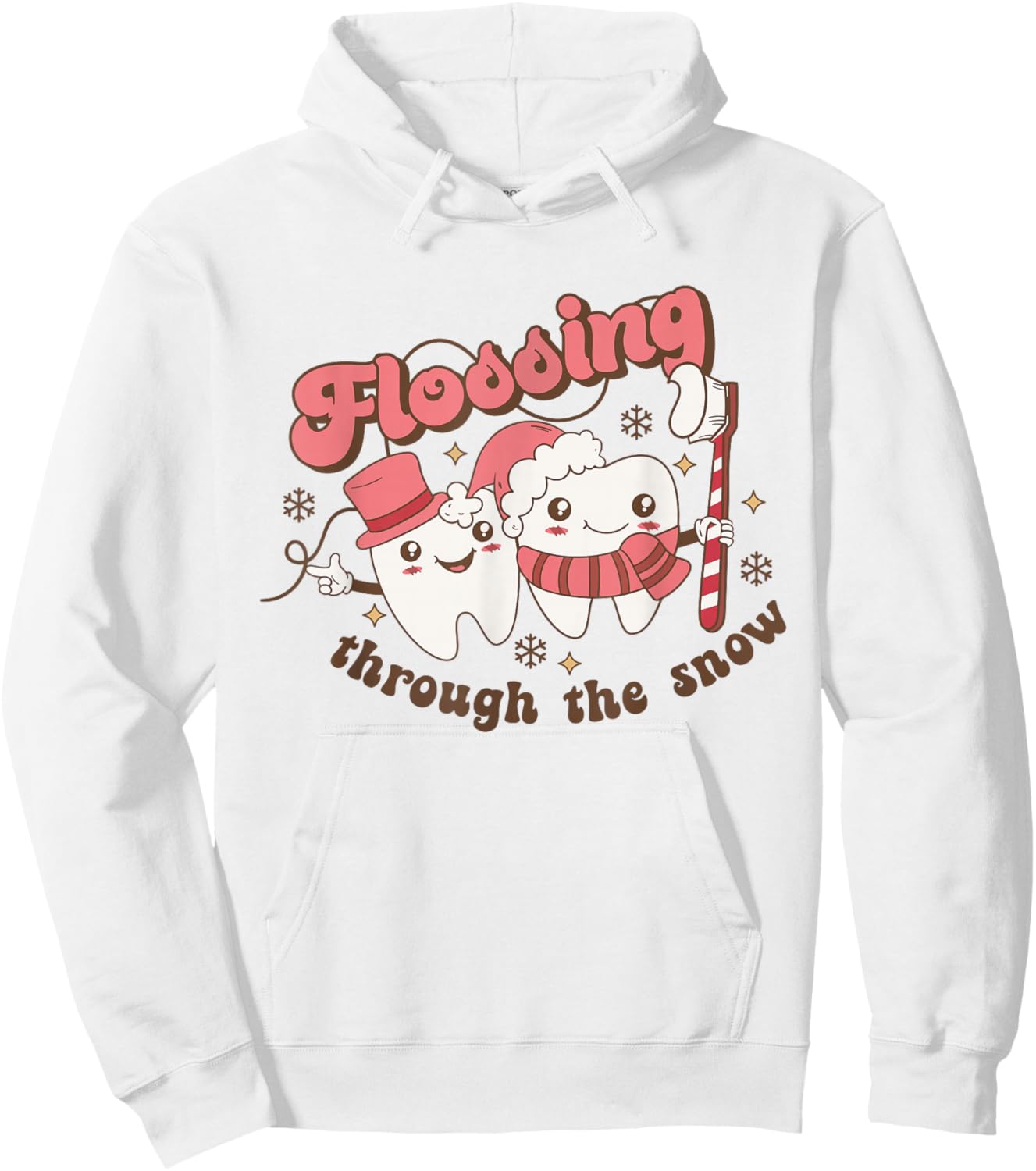 Flossing Through The Snow Dental Hygienist Christmas Dentist Hoodie - Hoodie | White