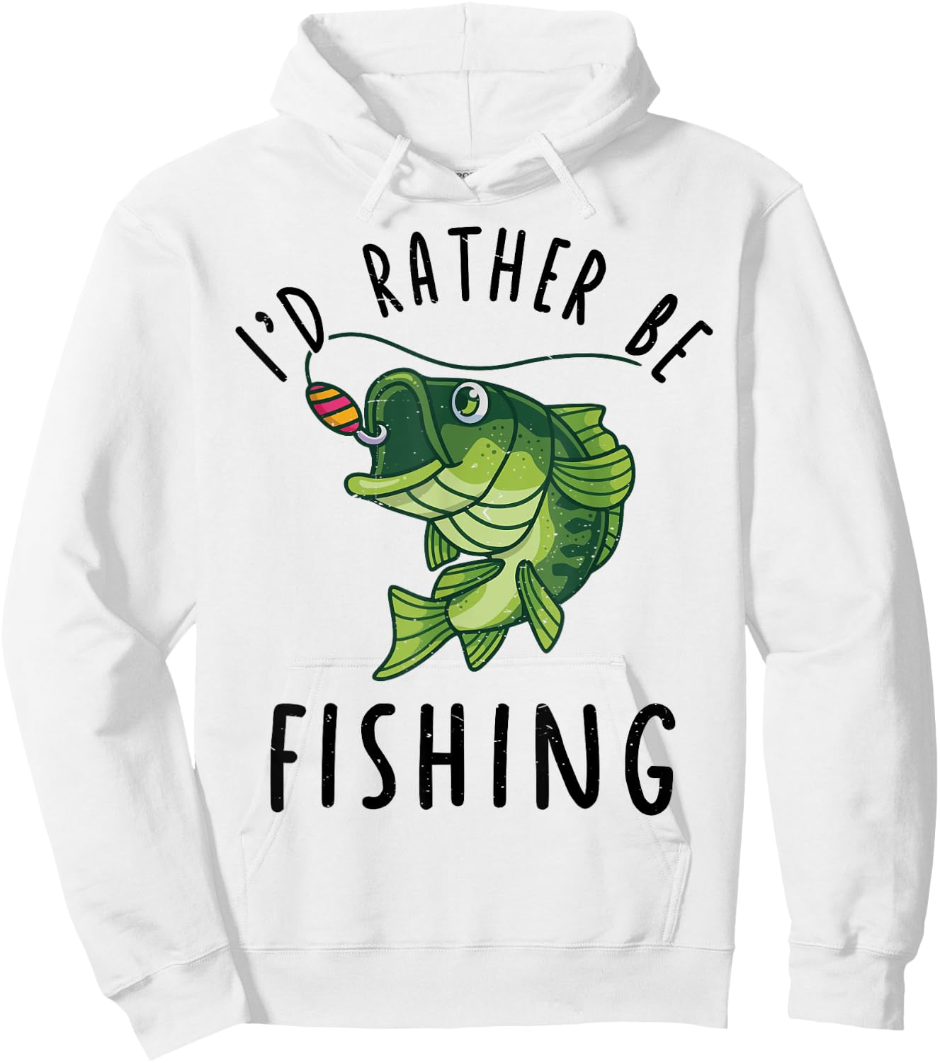 Youth Id Rather Be Bass Fishing-Shirt Kids Boy Funny Toddler Hoodie - Hoodie | White