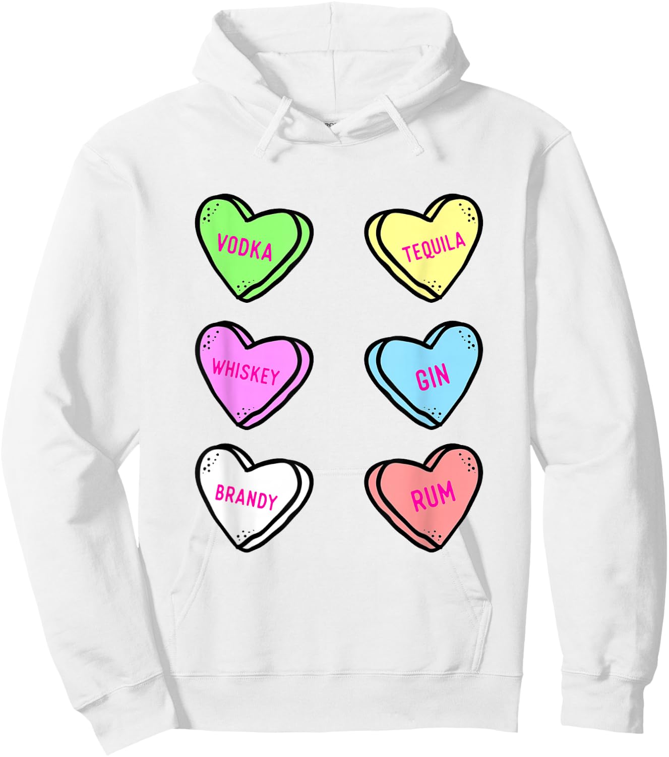 Valentines Day Hearts Drinking Liquor Lovers Anti Valentine Hoodie - Hoodie | White