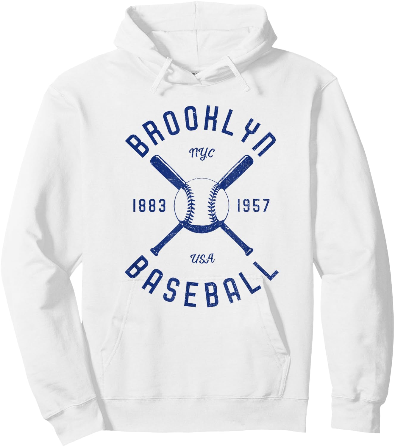 Brooklyn Baseball | Vintage | Distressed | NYC Hoodie - Hoodie | White