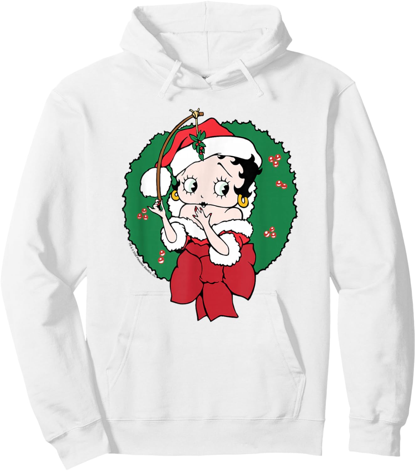 Betty Boop Christmas Wreath Hoodie - Hoodie | White