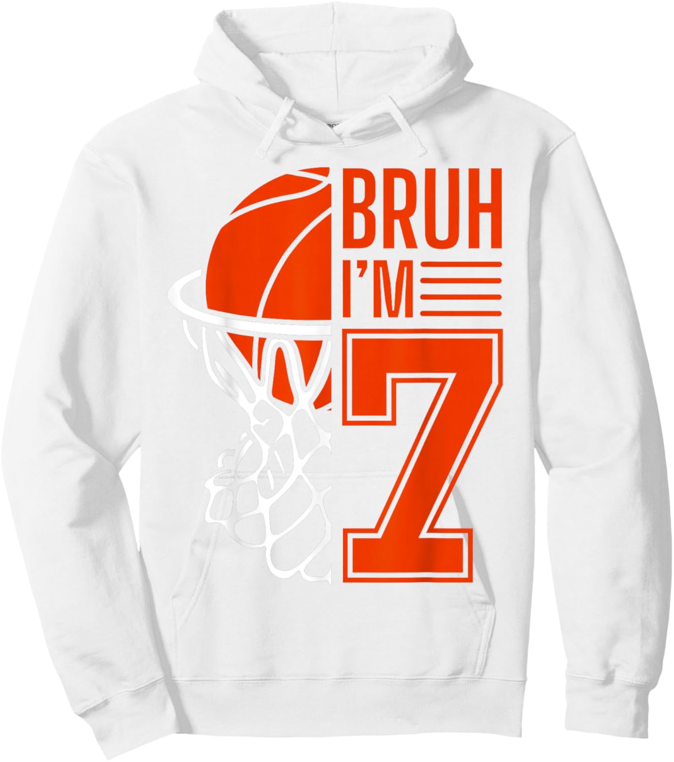 Bruh It's My 7th Birthday Funny Basketball 7th Birthday Boys Hoodie - Hoodie | White