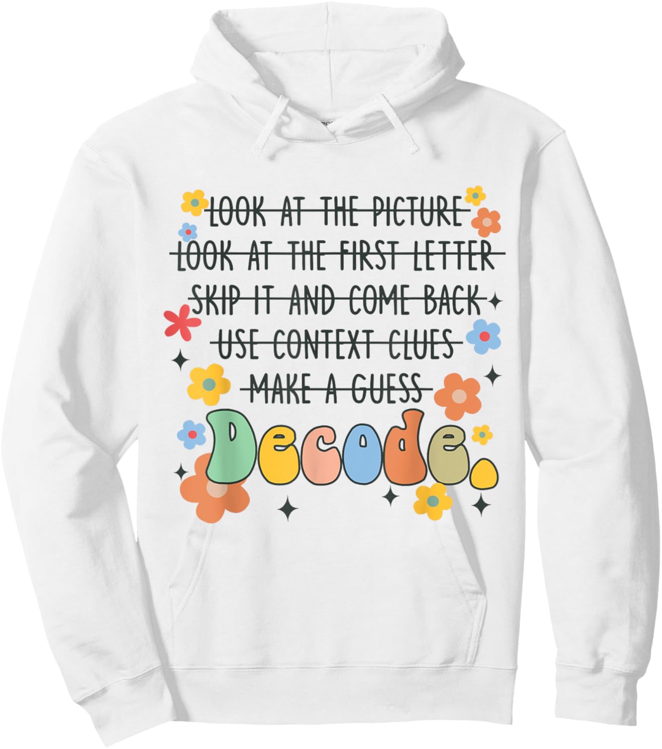 Reading Teacher Science Of Reading Literacy Groovy Decode Women Hoodie - Hoodie | White