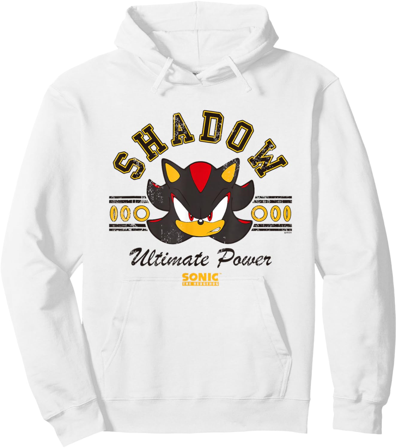 Sonic The Hedgehog Shadow Ultimate Power Vintage Logo Hoodie - Hoodie | White