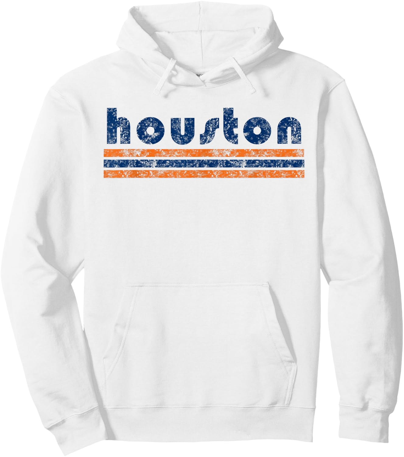 Houston Texas Retro Three Stripe Weathered Vintage Hoodie - Hoodie | White