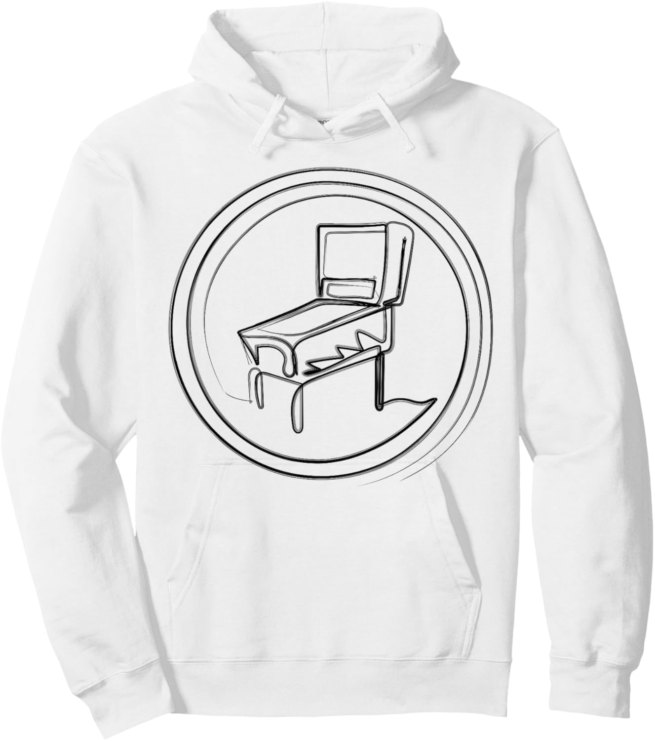 Pinball Machine Badge Minimalist One Line Drawing Hoodie - Hoodie | White
