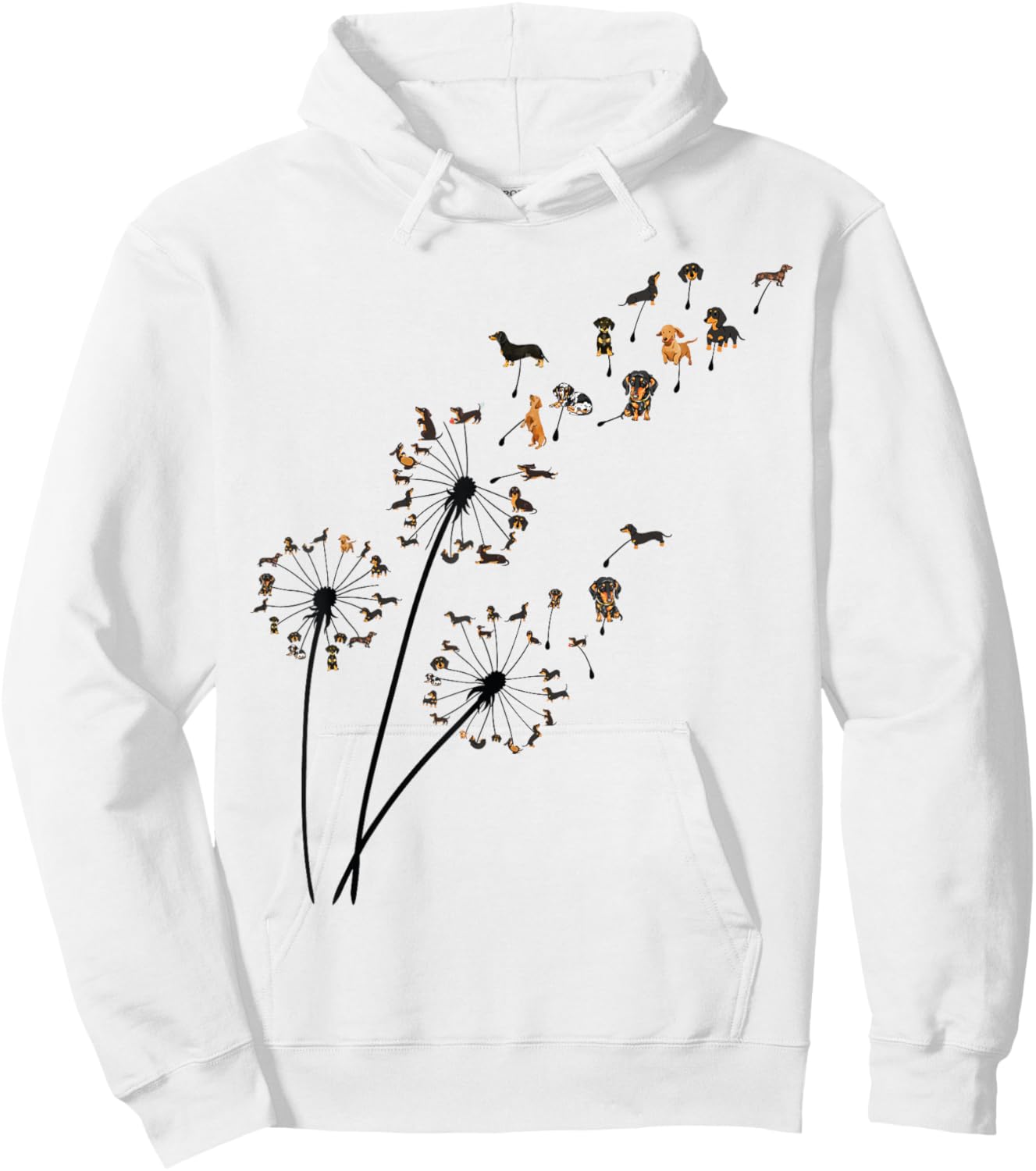 Dachshund Dandelion Flower Fly Funny Cute Dog Lover women Hoodie - Hoodie | White