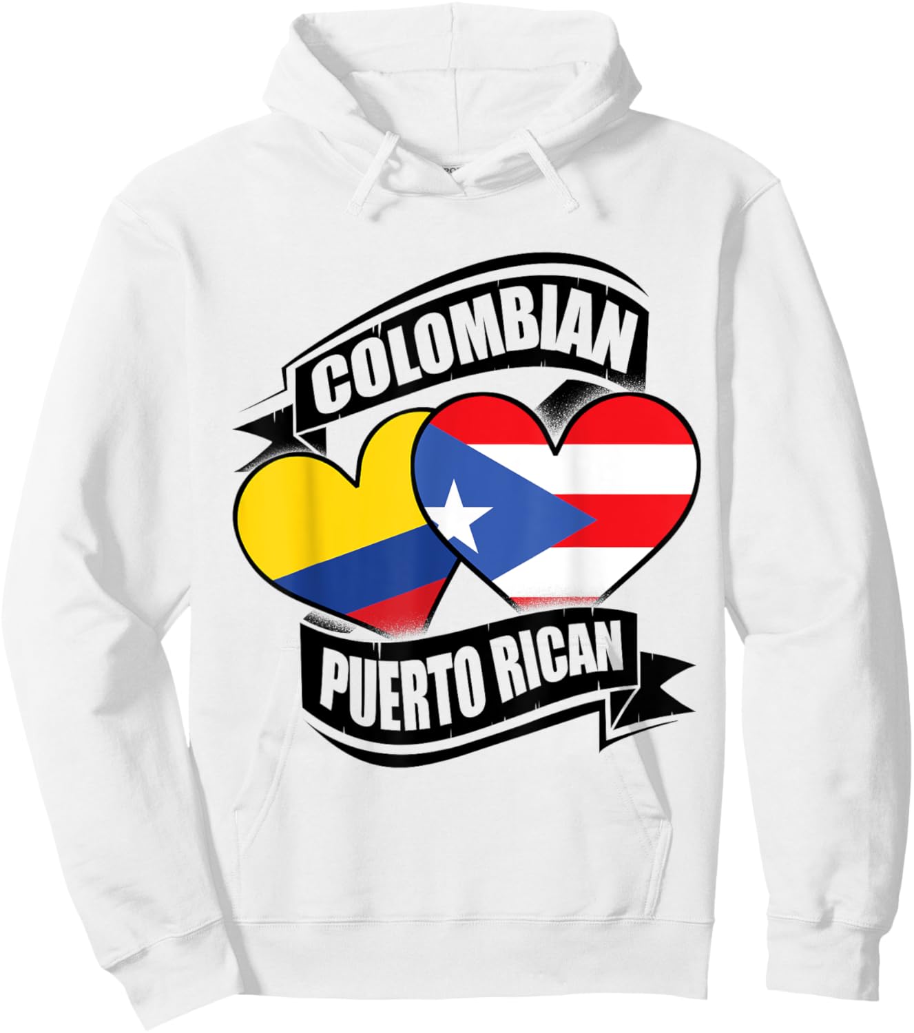 Colombian Puerto Rican Hearts Colombia Puerto Rico Flags Hoodie - Hoodie | White