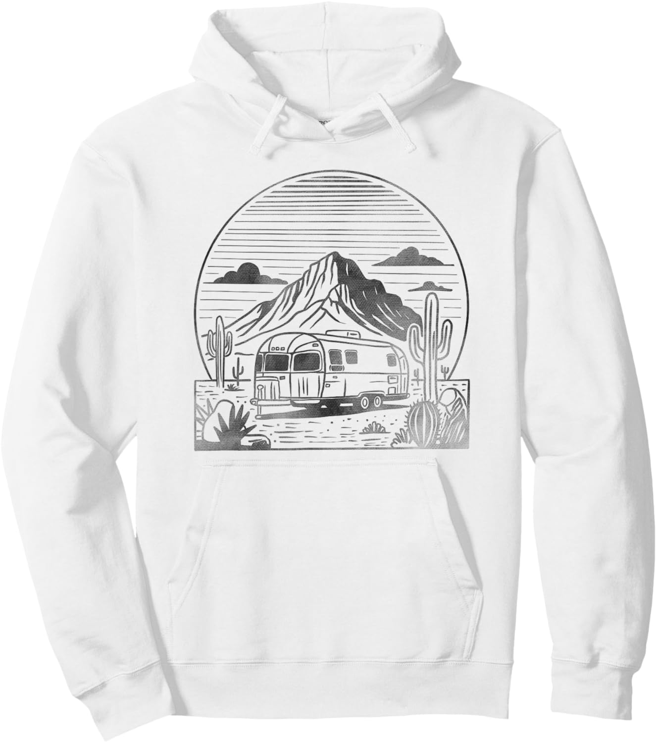 Retro Travel Trailer Desert Sunset Vintage Airstream Hoodie - Hoodie | White