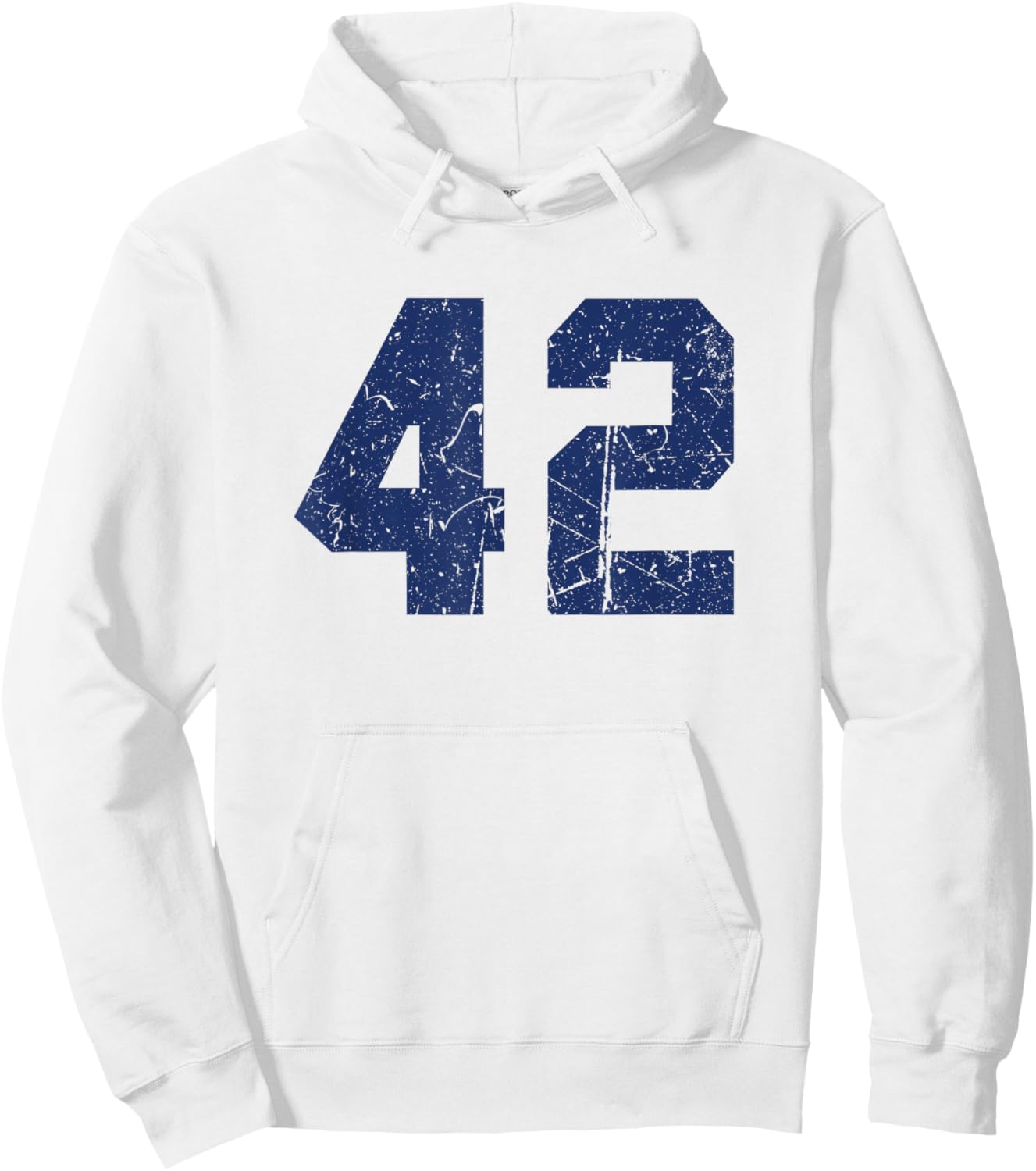 Vintage Number #42 Blue Varsity Number Hoodie - Hoodie | White