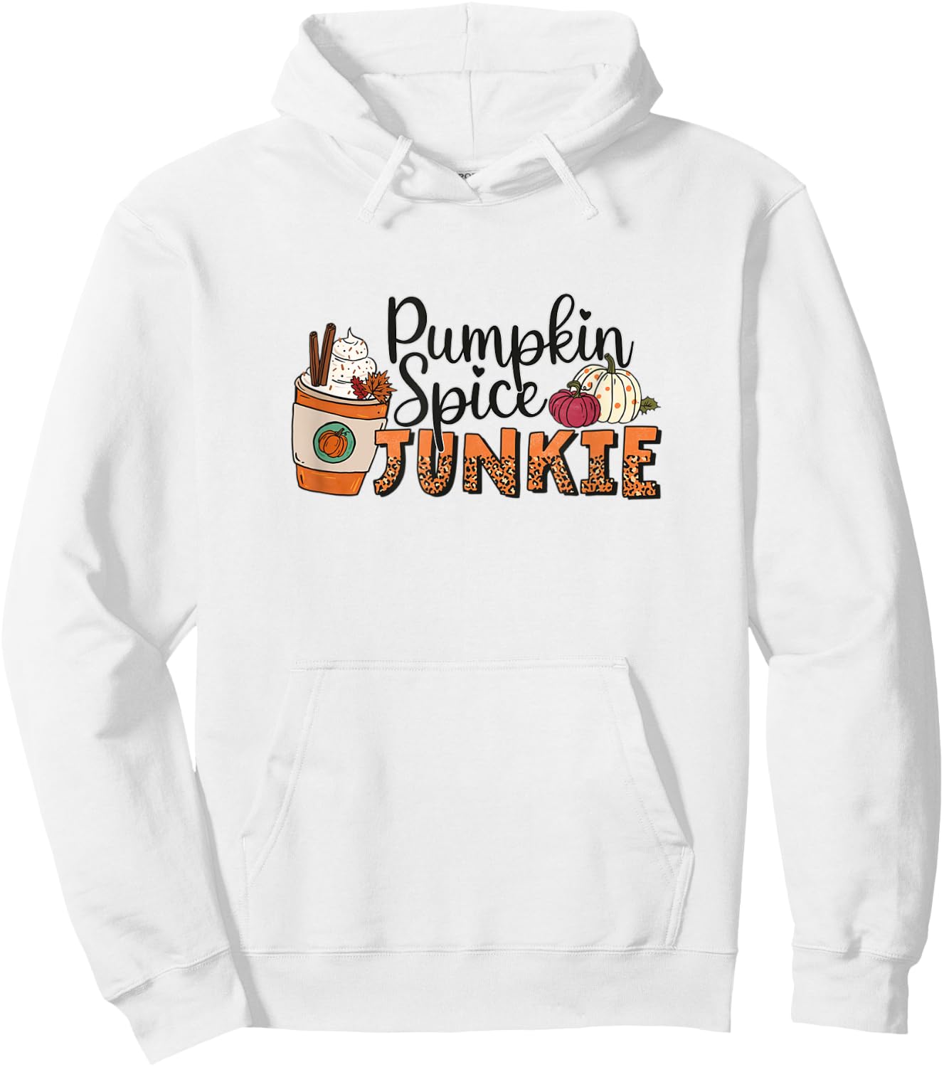 Fall Coffee Pumpkin Spice Junkie Latte Autumn Leopard Hoodie - Hoodie | White