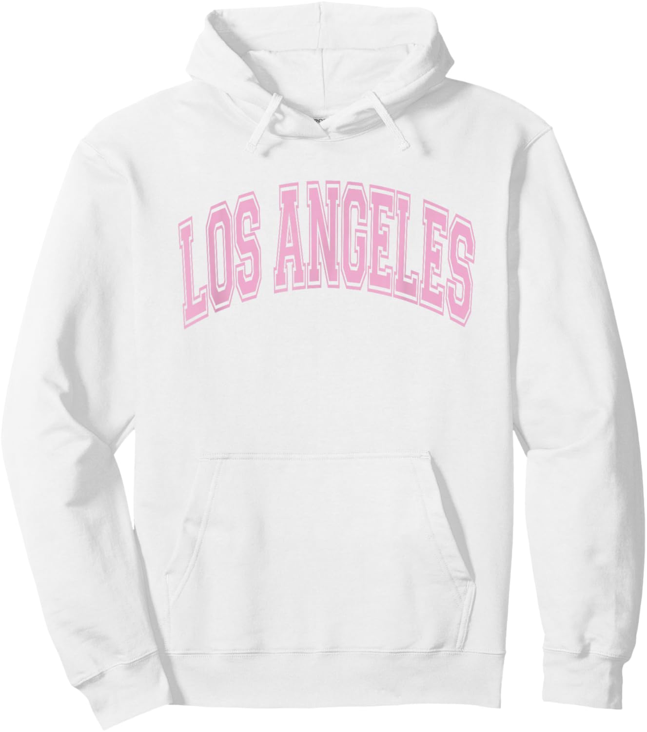 Los Angeles Arched Style Text White with Pink Print Hoodie - Hoodie | White