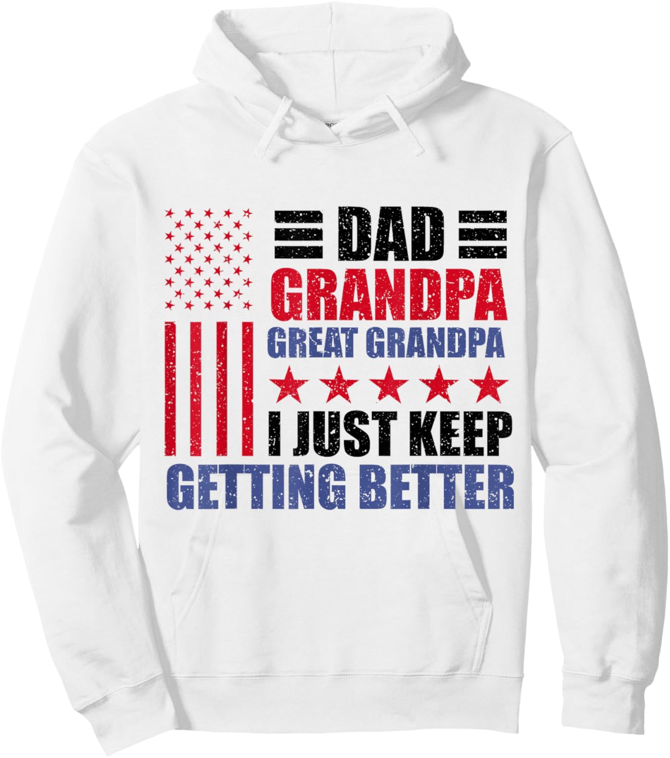 Usa Dad Grandpa Great Grandpa Father's Day American Flag Men Hoodie - Hoodie | White