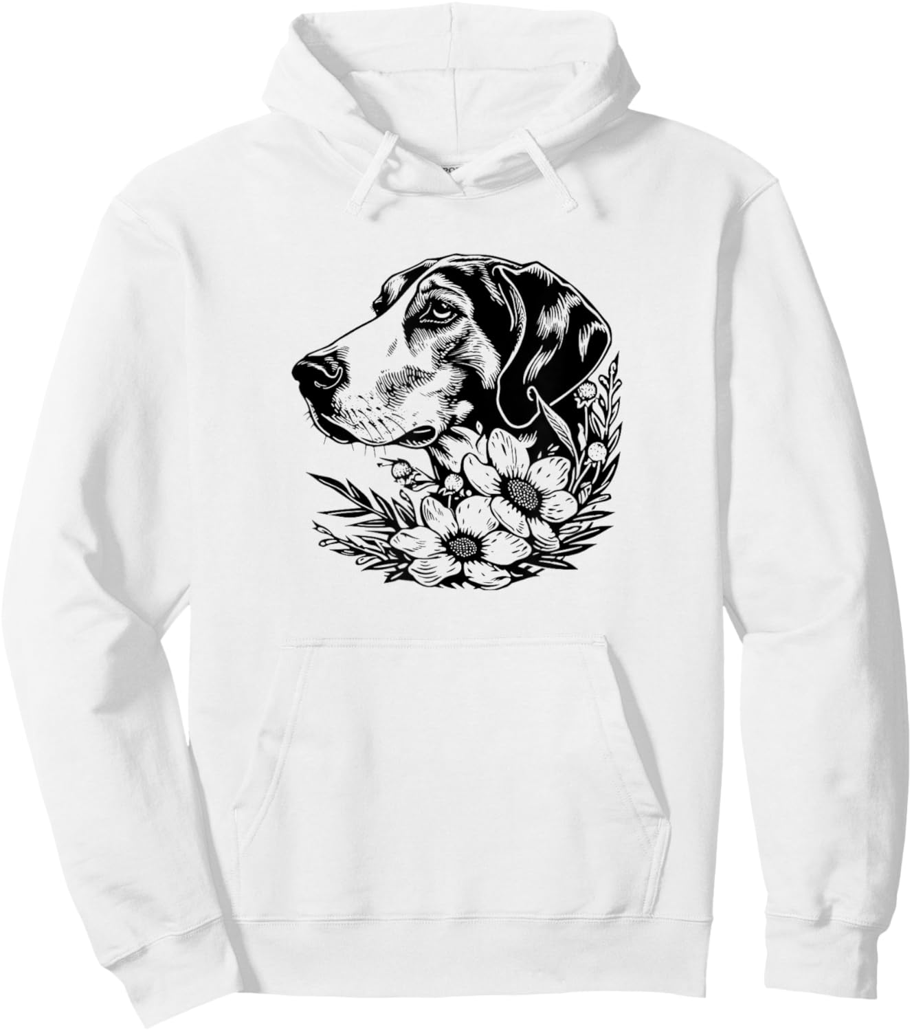 Cute Floral Illustration Art American Foxhound Lover Hoodie - Hoodie | White