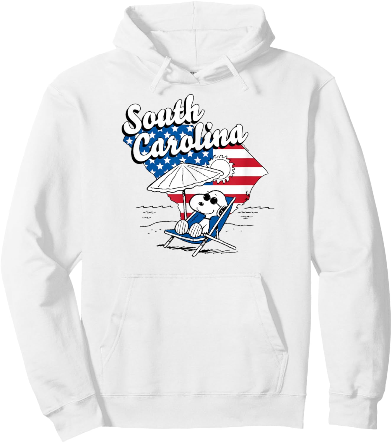 Peanuts - Snoopy Beach Umbrella South Carolina USA Flag Fill Hoodie - Hoodie | White