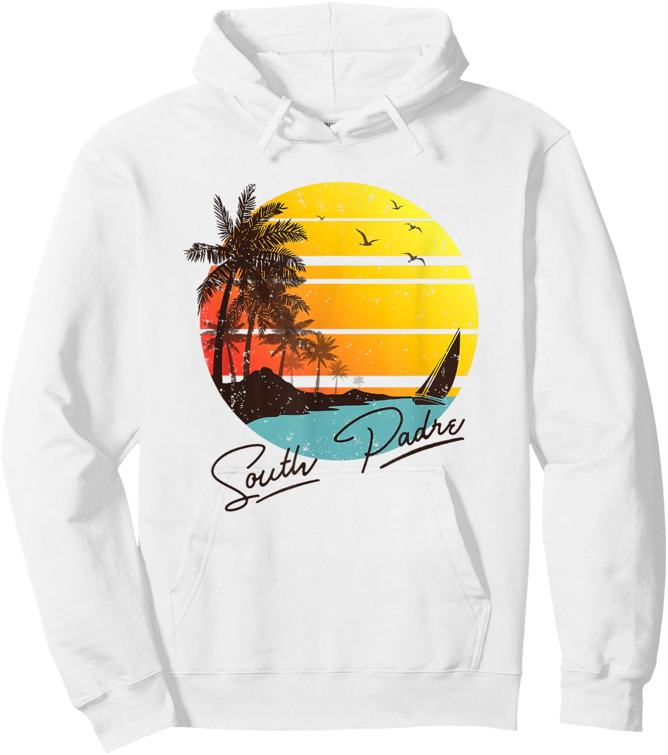 South Padre Island Texas Retro Summer Tropical Beach Hoodie - Hoodie | White