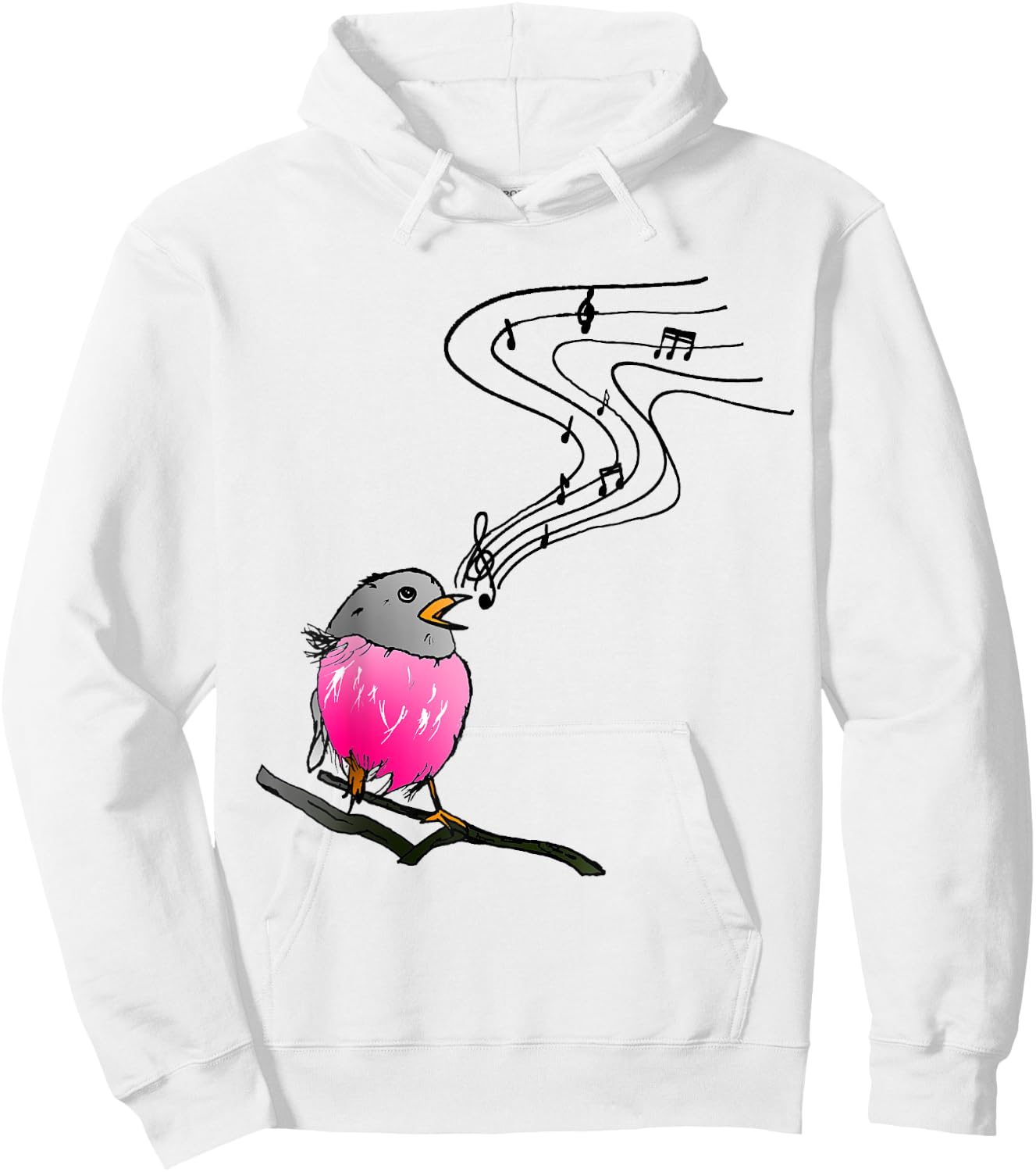 Singing bird classical music notes musician robin bird lover Hoodie - Hoodie | White