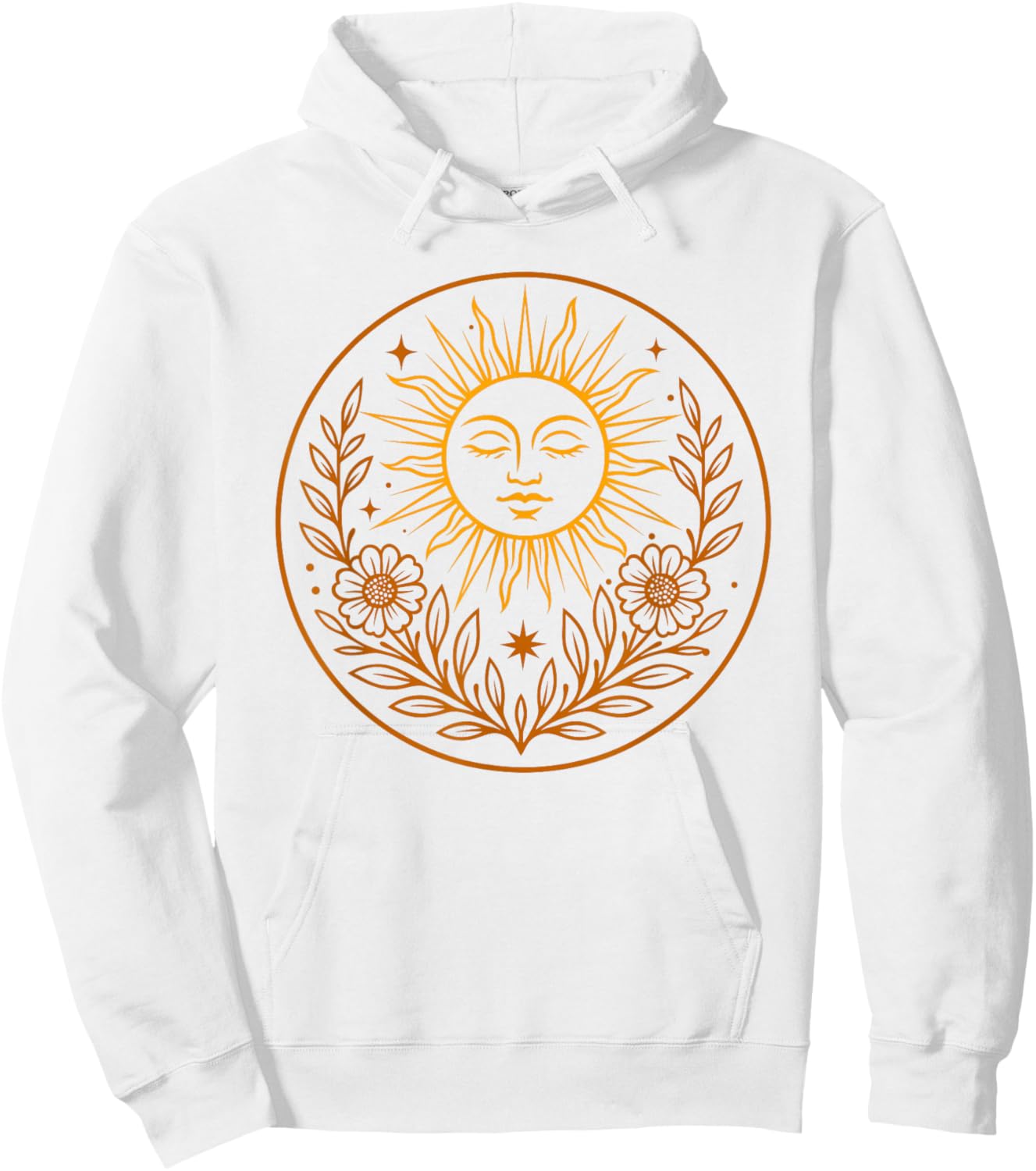 Litha Sun Art Midsummer Floral and Celestial Nature Design Hoodie - Hoodie | White