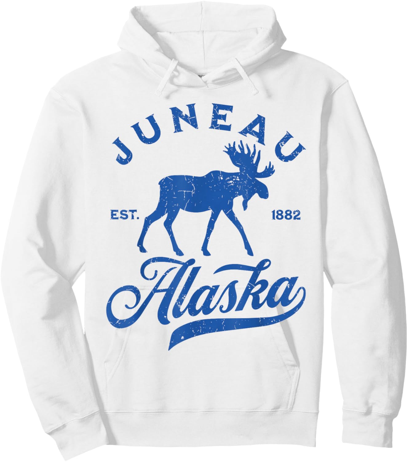 Vintage Juneau Alaska AK Moose Family Vacation Souvenir Hoodie - Hoodie | White