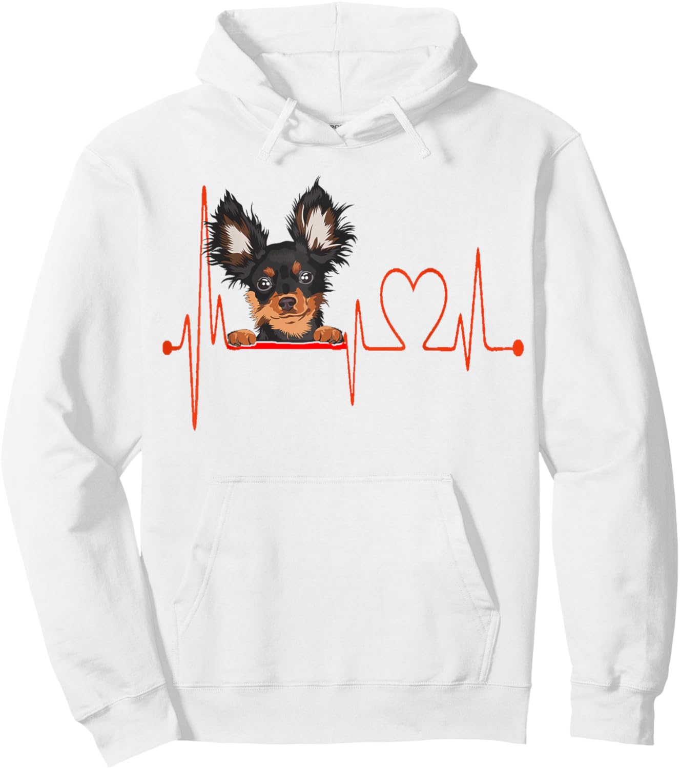 Russian Toy Terrier Heartbeat EKG My Dog Is My Valentine Hoodie - Hoodie | White