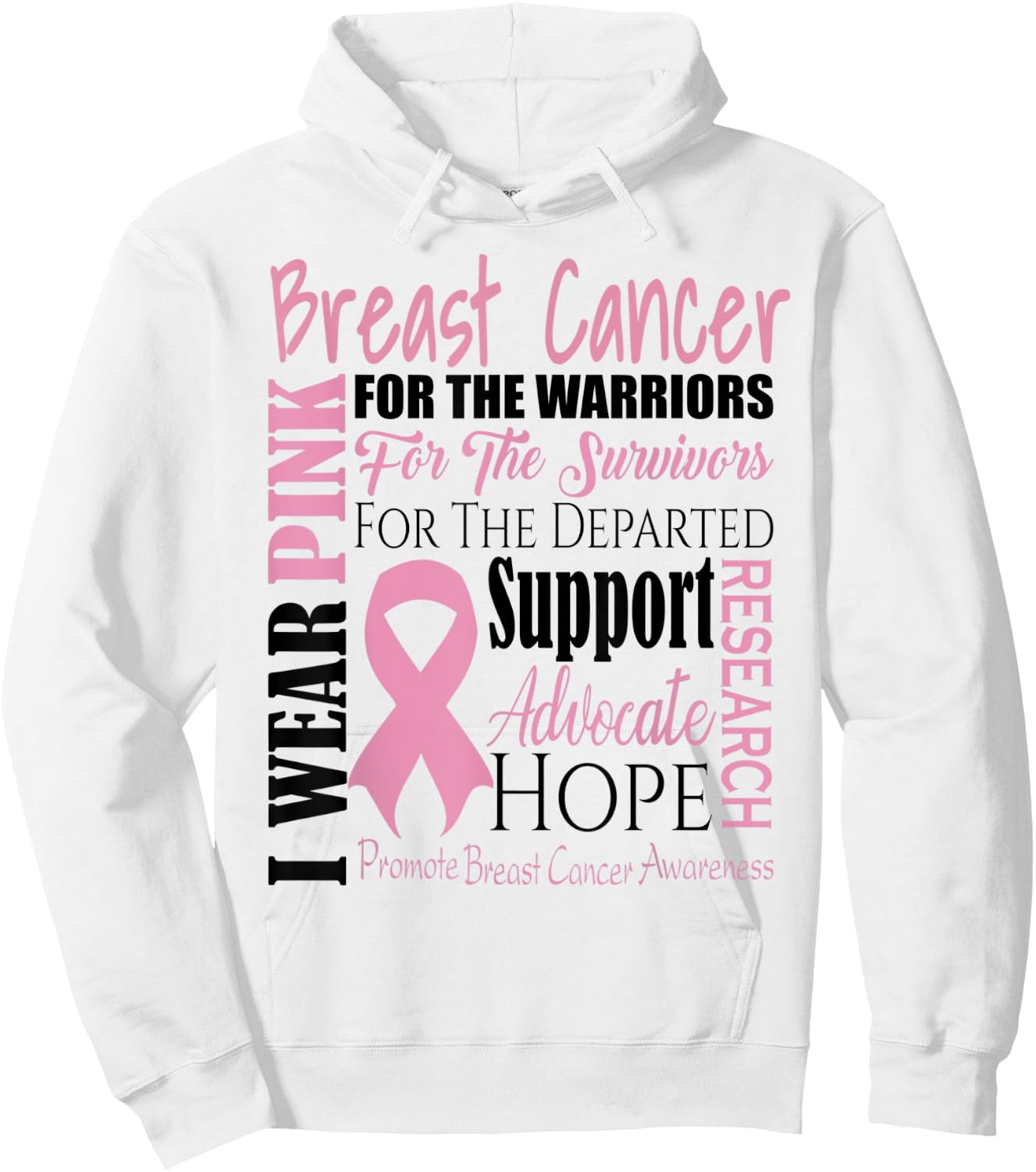 Breast Cancer Warrior Pink Ribbon Fighter Support Hope Gift Hoodie - Hoodie | White
