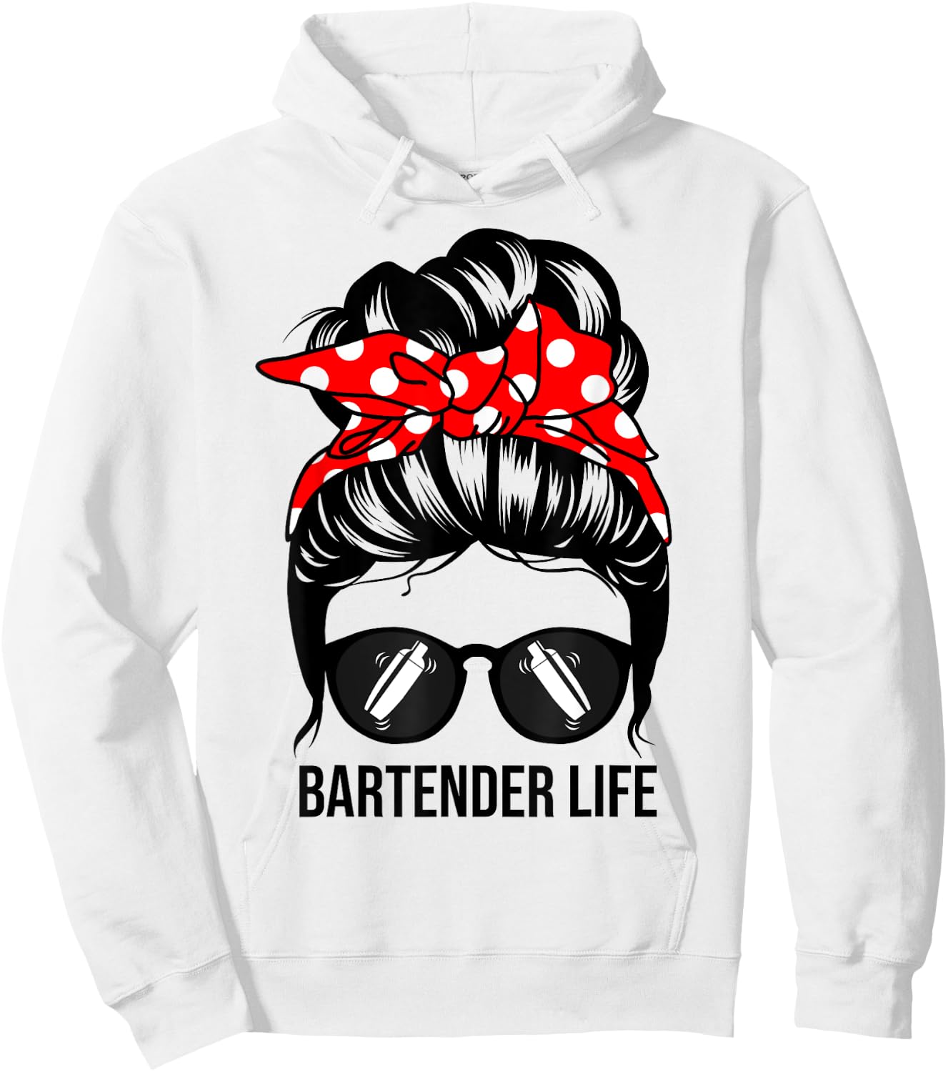 Bartender Life Messy Bun Hair Funny Bartender Hoodie - Hoodie | White