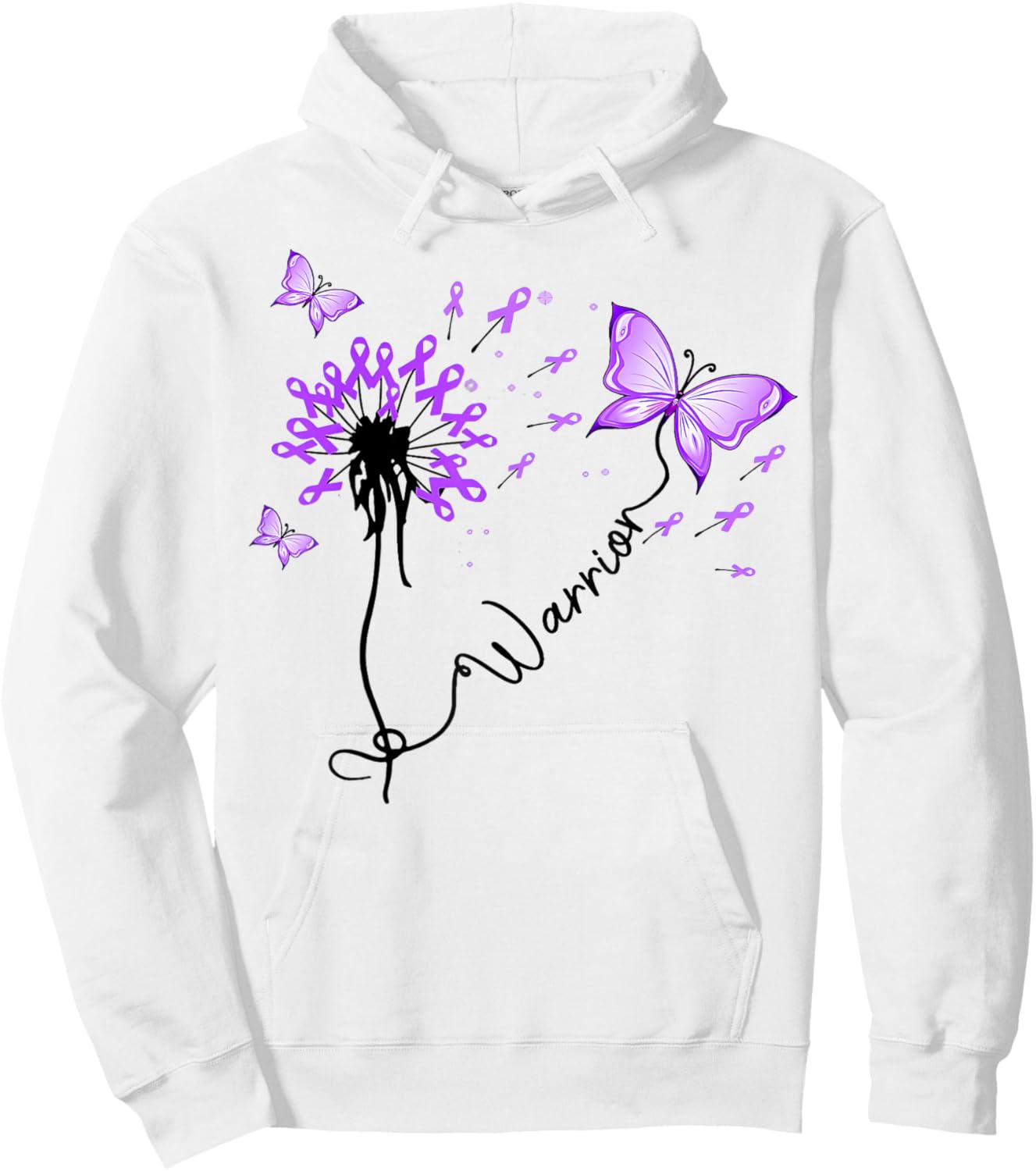 Pancreatic Cancer Warrior Pancreatic Cancer Purple Ribbon Hoodie - Hoodie | White