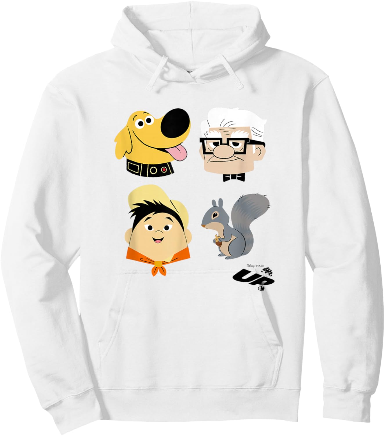 Disney Pixar Up Carl Russell Dug & Squirrel Group Shot Hoodie - Hoodie | White