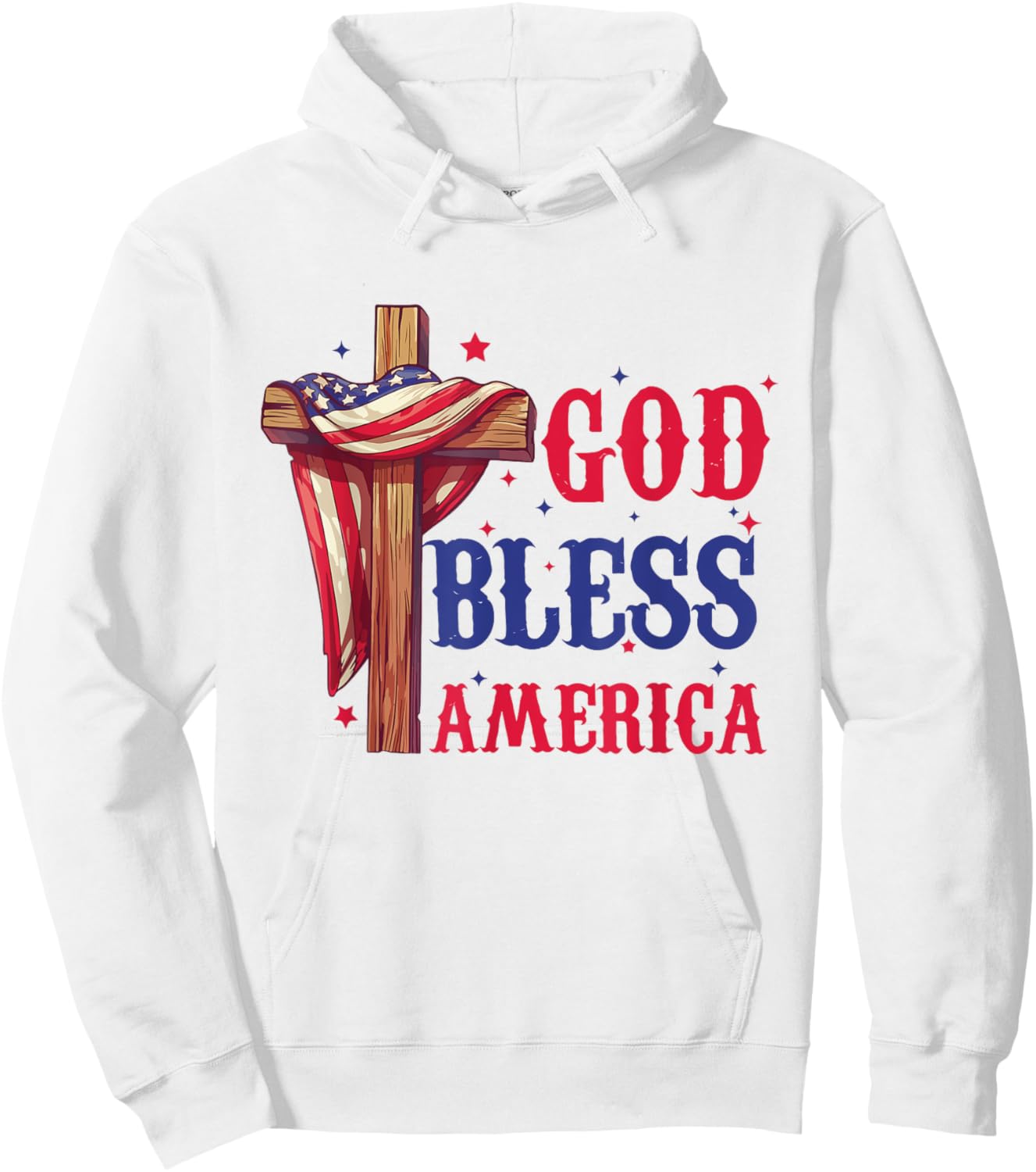 Flag God Bless America Fourth of July Shirt Hoodie - Hoodie | White