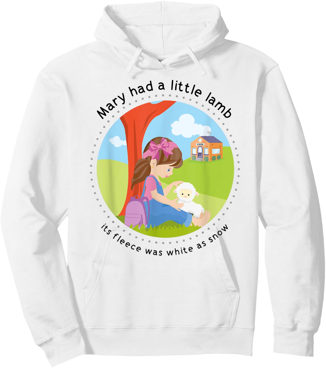Mary had a Little Lamb English Nursery Rhyme Theme Hoodie - Hoodie | White