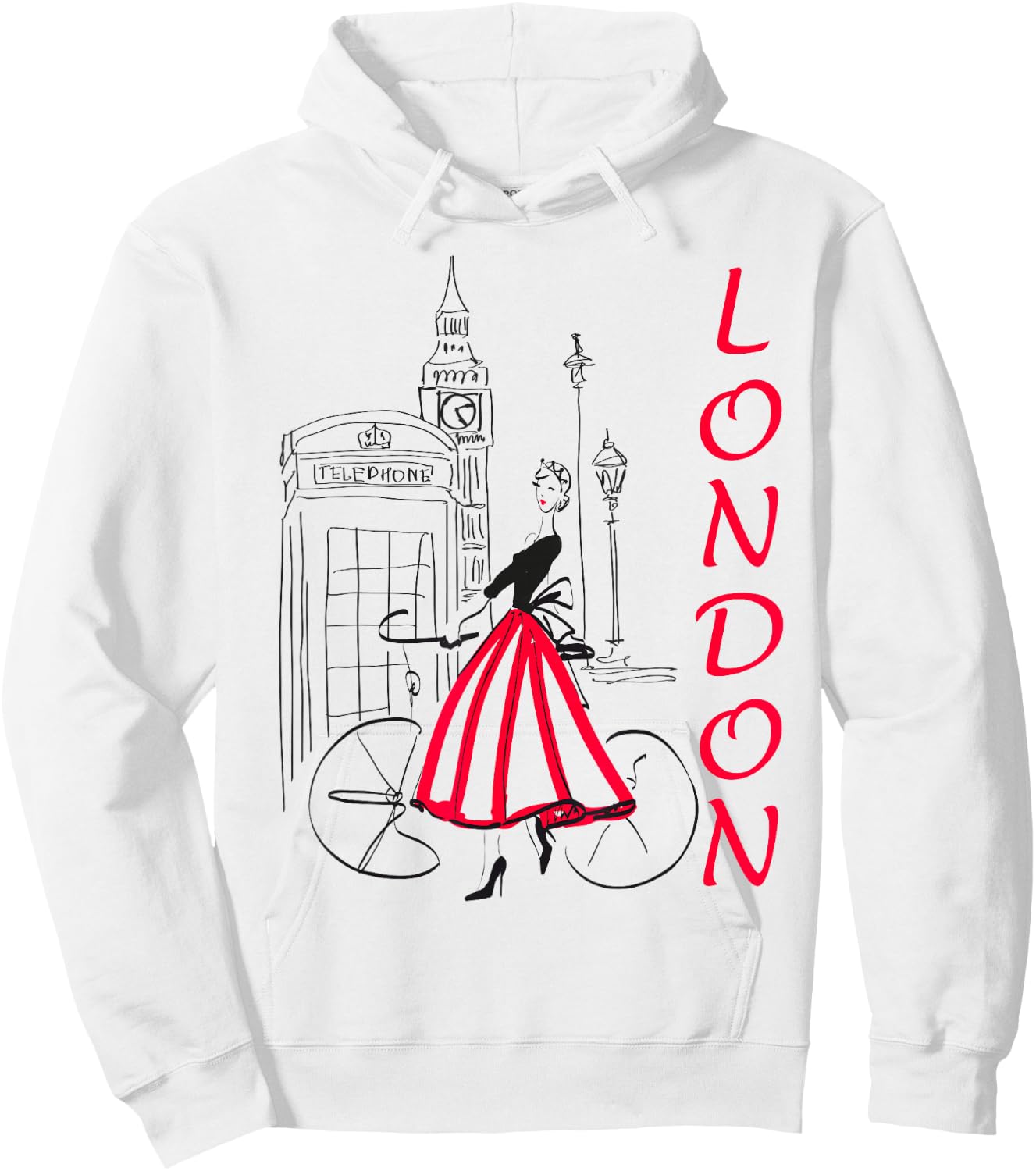 London - Woman - Big Ben Shirt - Bicycle - 5 Hoodie - Hoodie | White