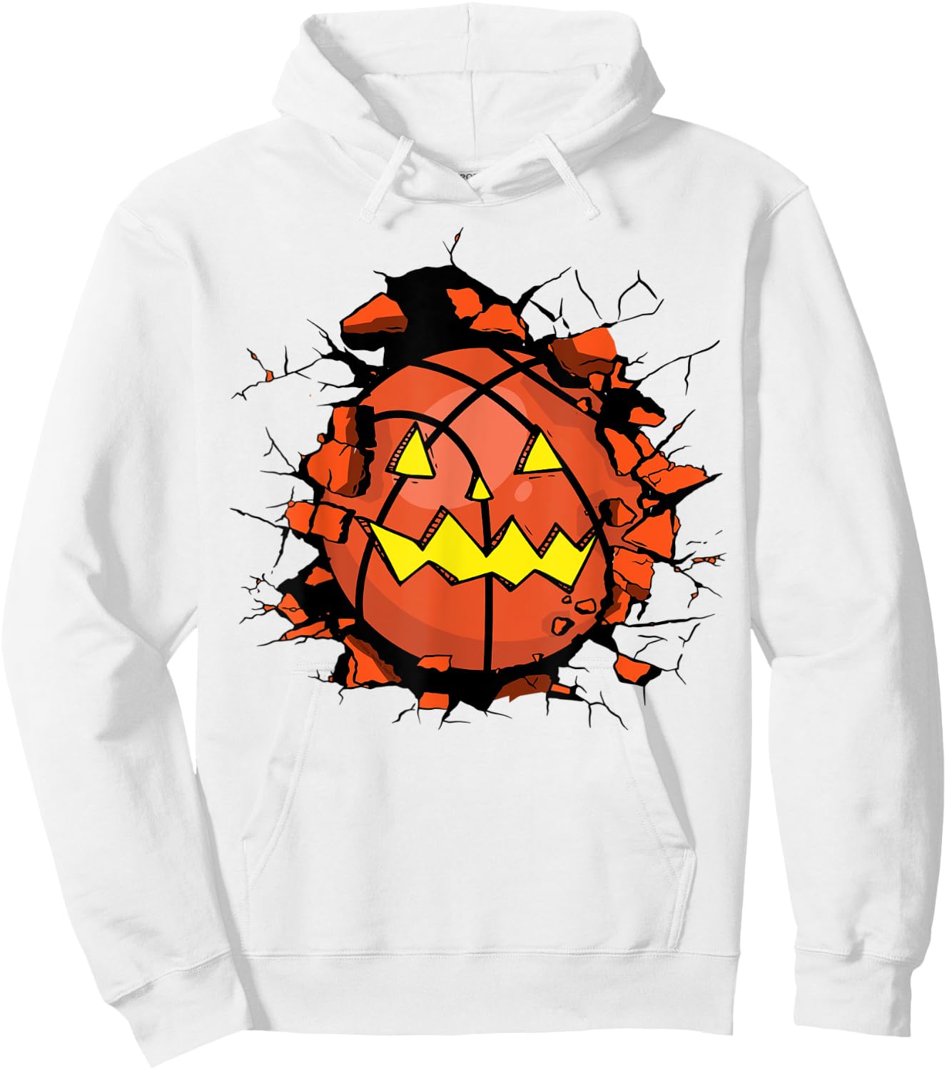 Halloween Basketball Jack o Lantern Basketball Halloween Hoodie - Hoodie | White