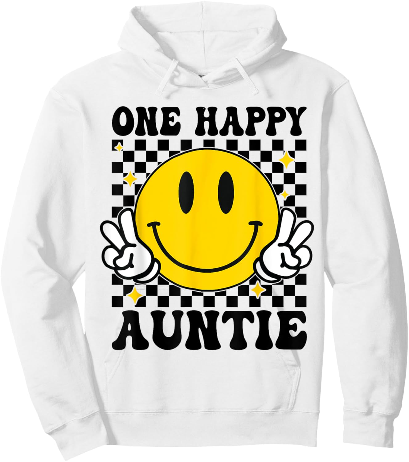 One Happy Dude Auntie happy face 1st Birthday Family Hoodie - Hoodie | White