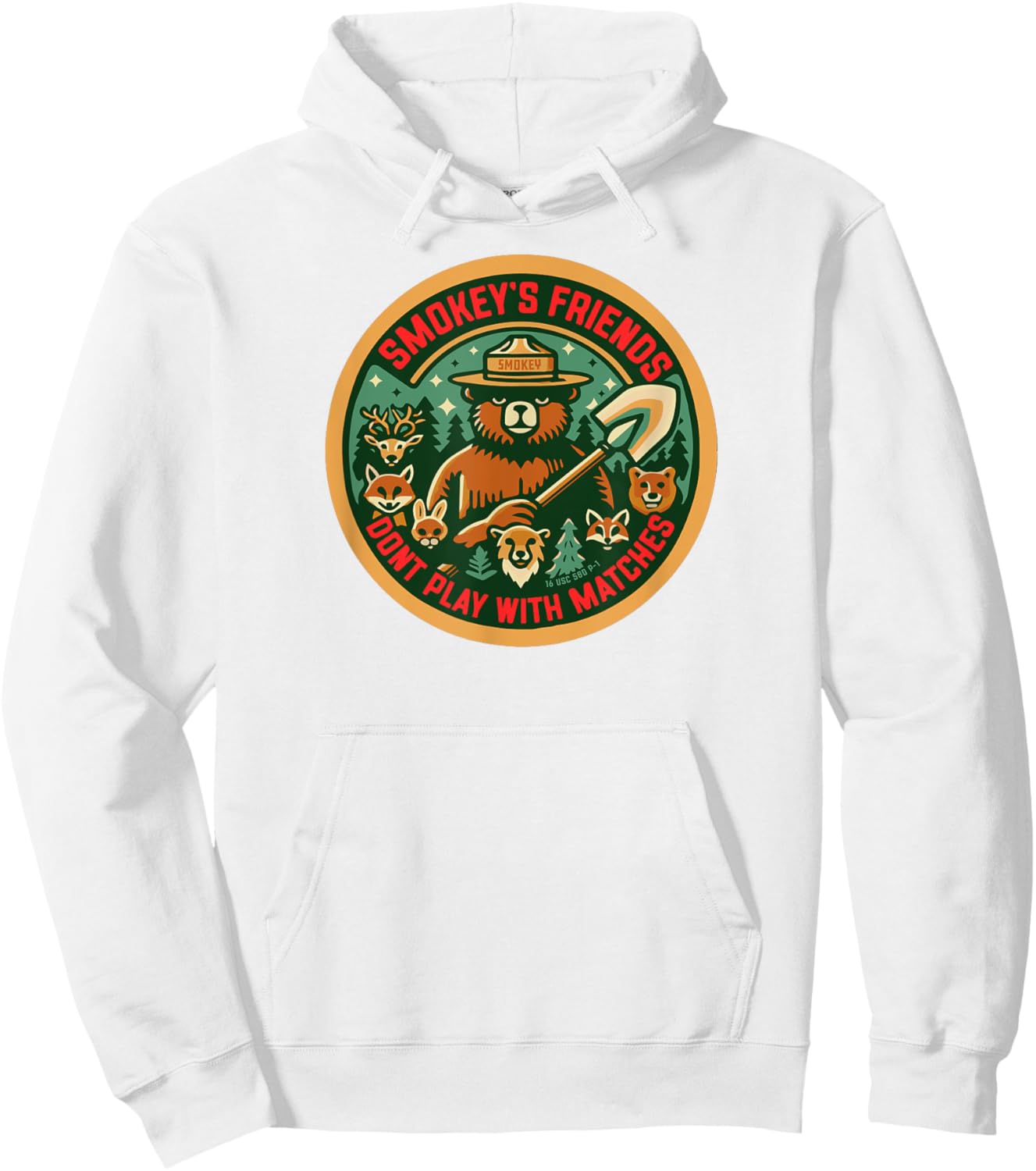 Smokey Bear's Forest Friends Don't Play With Matches Retro Hoodie - Hoodie | White